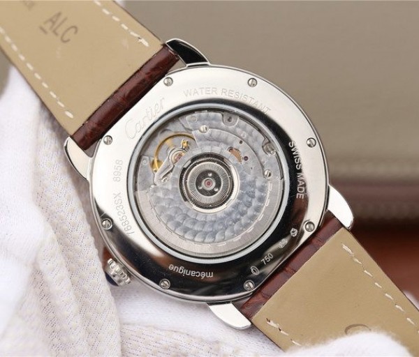 Replica Cartier Ronde De Cartier SS White Dial Diamonds Bezel Croco Strap A2892 - Top club