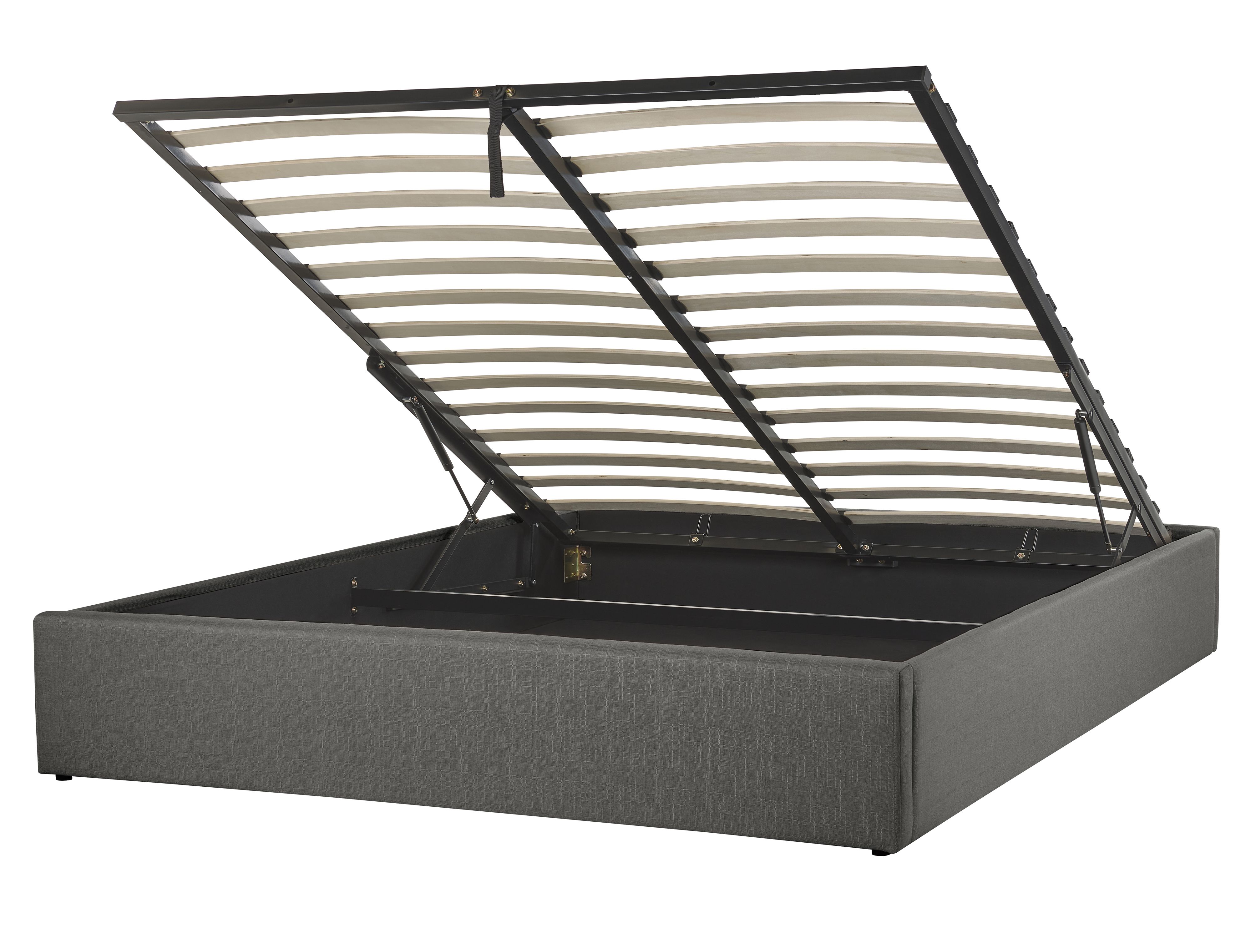 Ottoman Bed without Headboard Fabric DINAN 160 x 200 cm (EU King Size) Dark Grey