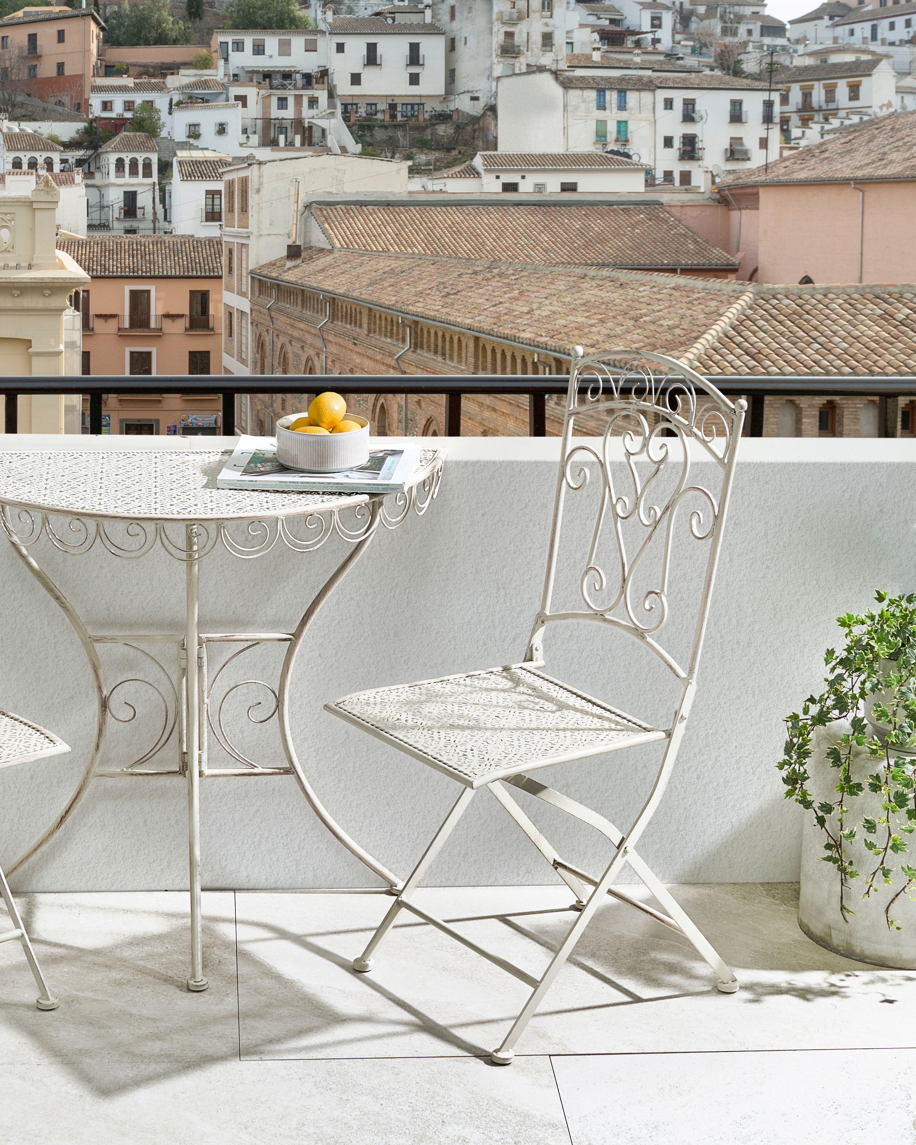 Set of 2 Garden Chairs JUINA Folding Metal Light Beige