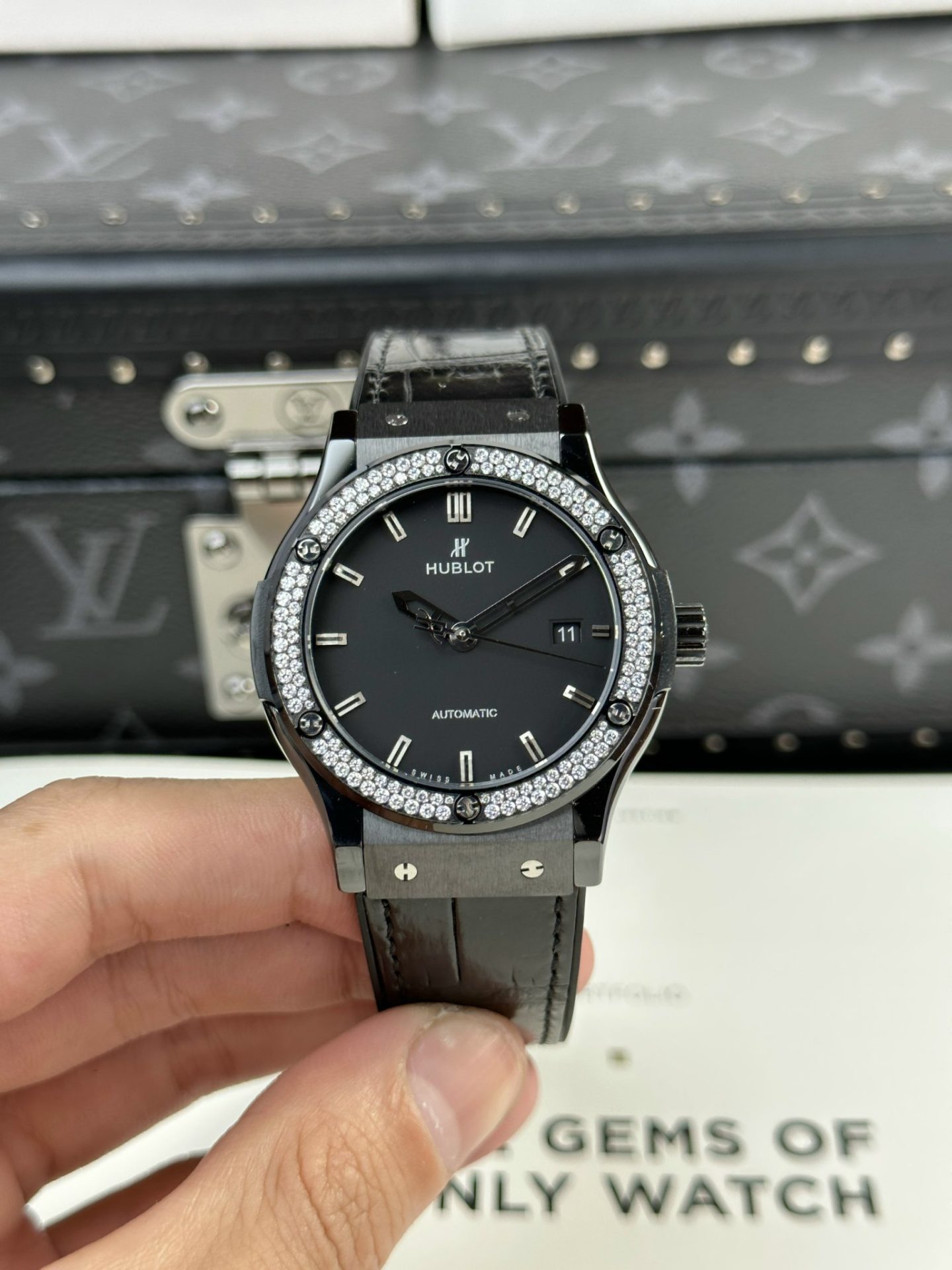 Hublot Classic Fusion Ceramic Replica Watch With Stone Swarovski Refined 42mm - Elite Watch Atelier