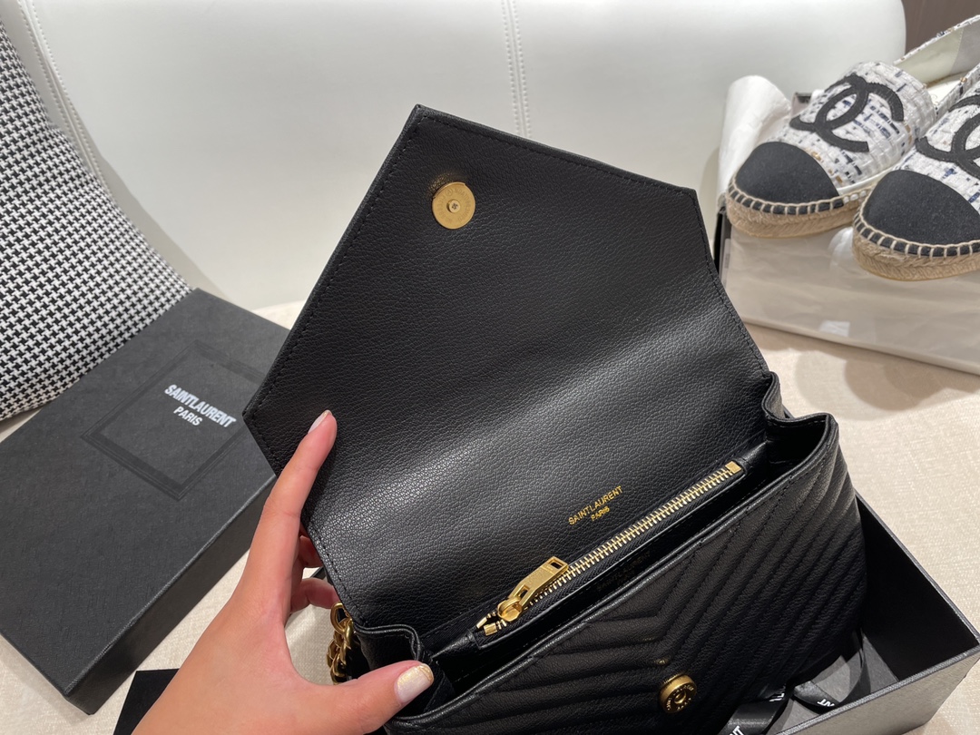 Replica Ysl Envelope Medium Bag In Mix Embossed Leather-Gold1:1High-quality replica