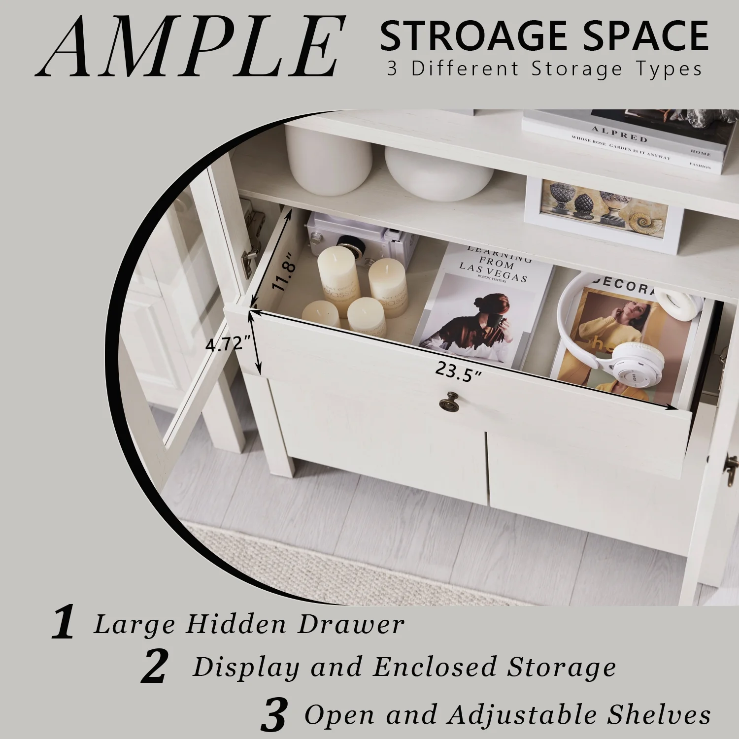 IFGET 71-Inch Arched 4-Tier Bookcase with Glass Doors and Drawers - Image 60