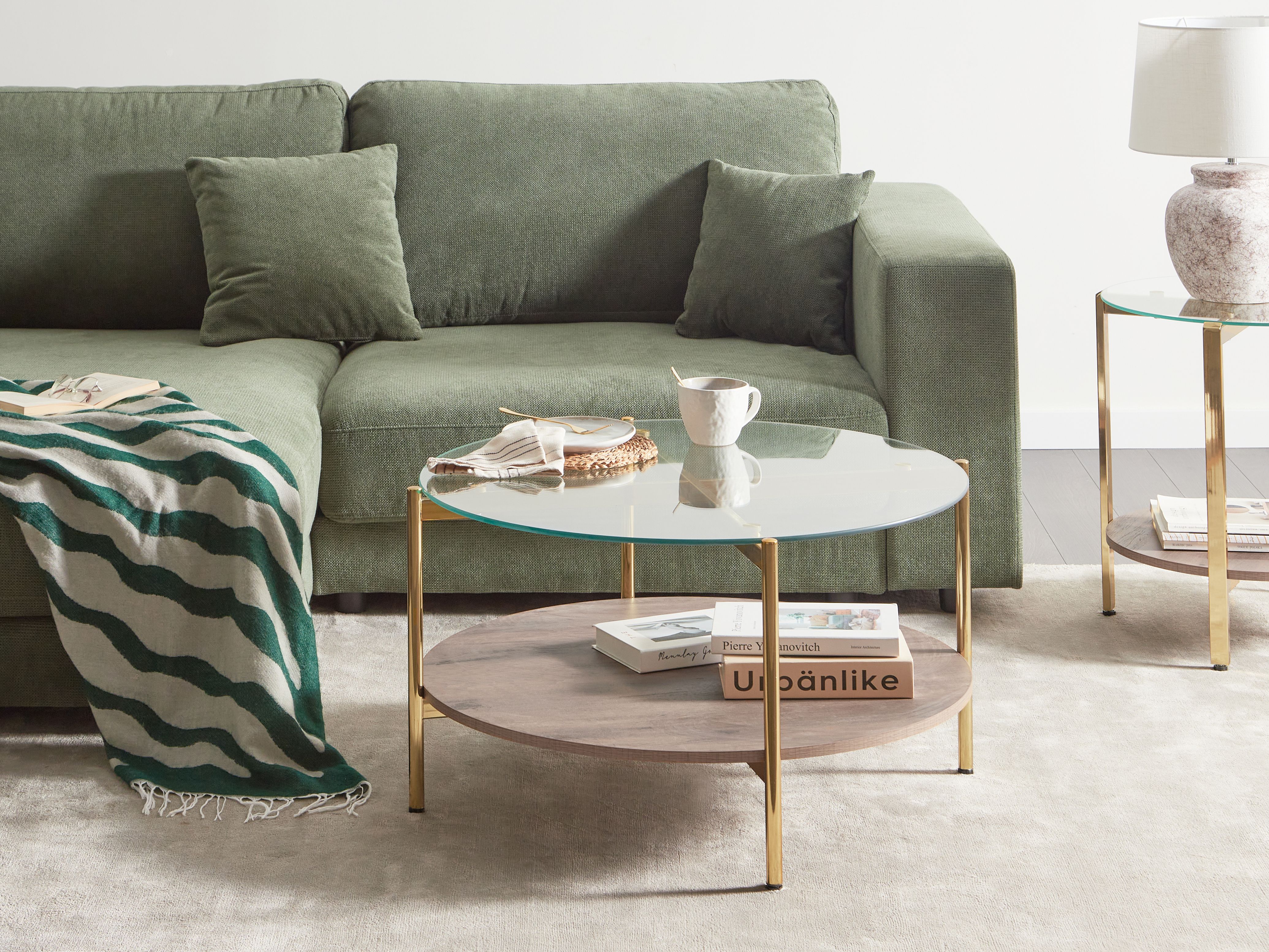 Coffee Table LOVELL Tempered Glass Gold