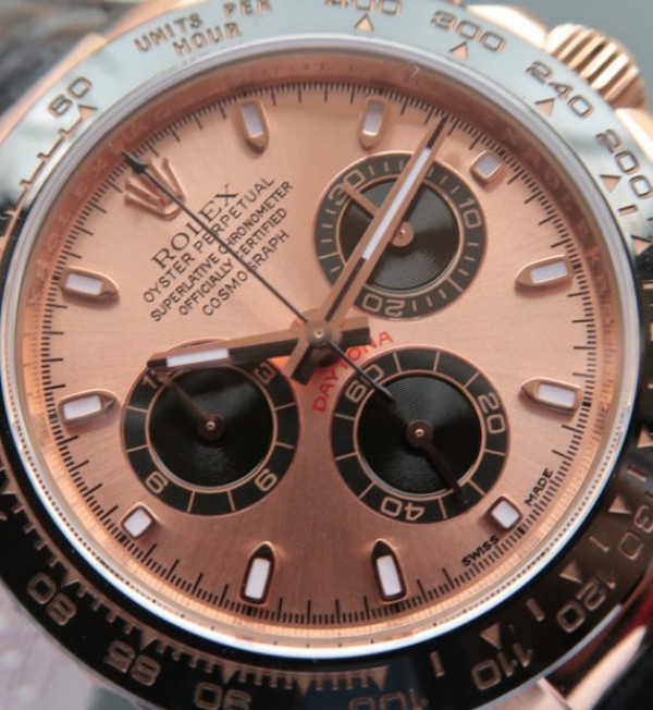 Replica Rolex Daytona 116515 N RG/Black Dial Black Leather Strap A7750 - Elite Watch Atelier