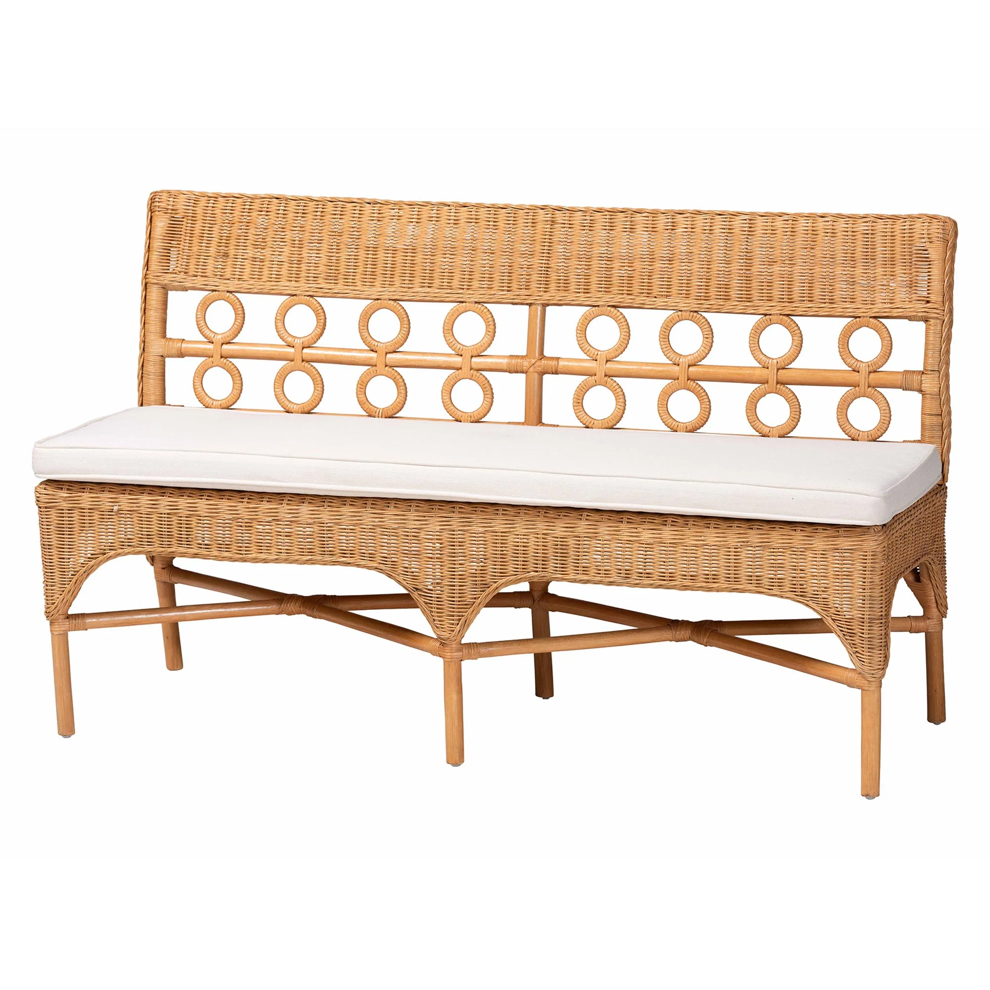 bali & pari Oxford Boho Dining Bench, Light Honey