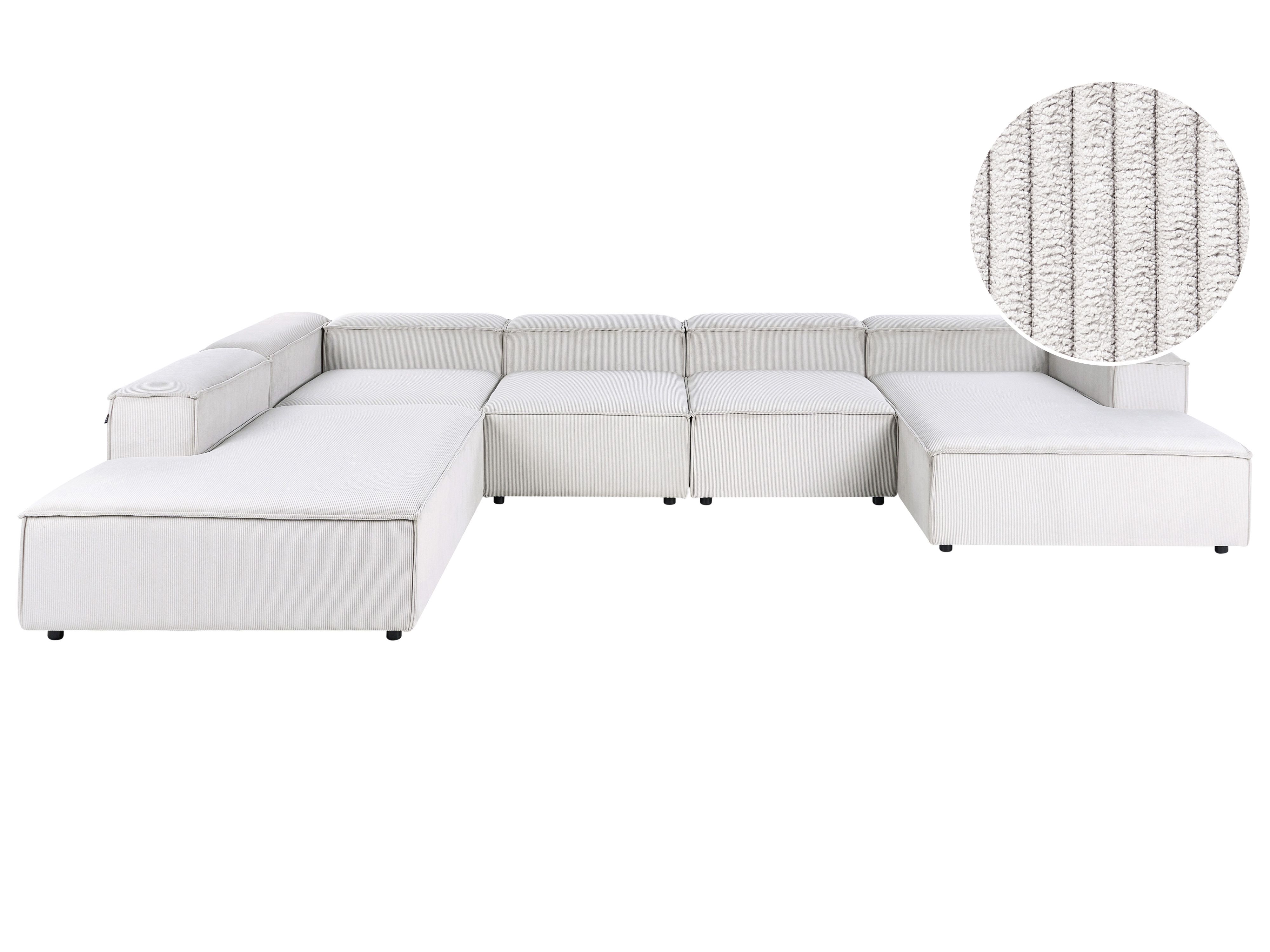 Modular Corner Sofa 5 Seater ARDAL Corduroy Off-White Right Hand