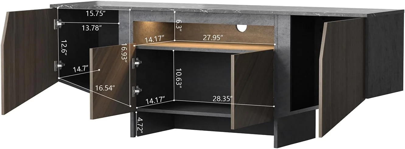 Modern Retro Media Console, Gaming TV Stand with Cabinet Storage for Living Room, Bedroom and Office Entertainment Center