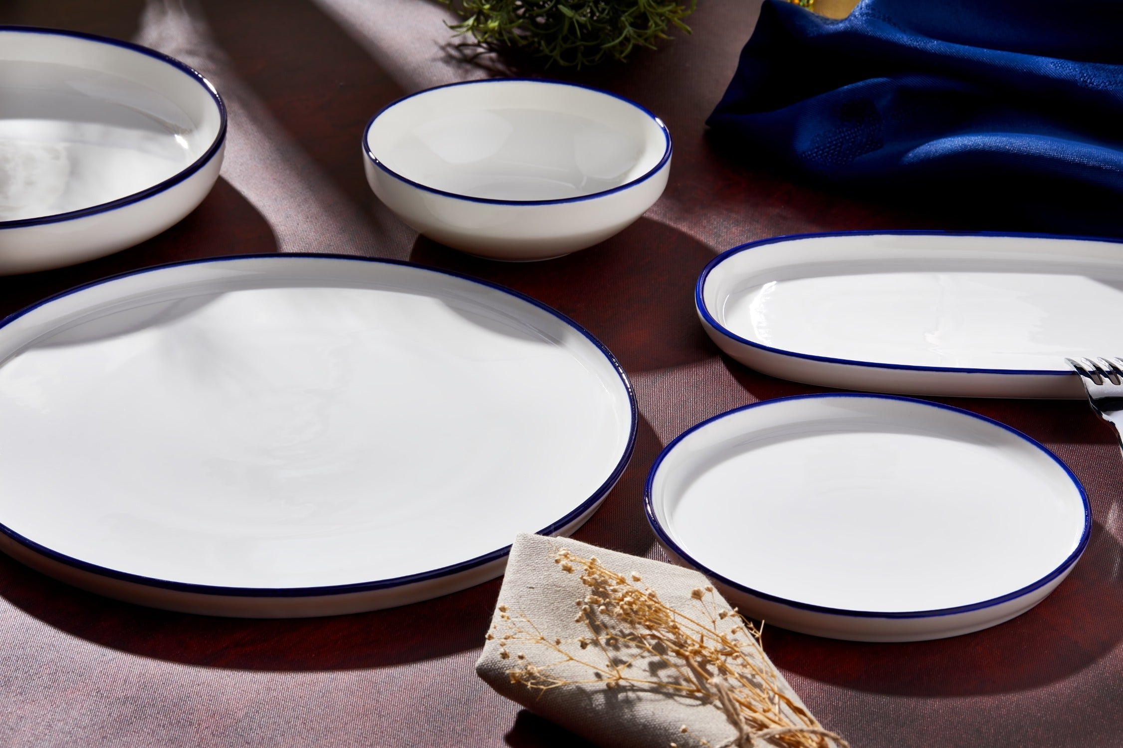 Rinart Gebaksbord - Blue Edge - Porselein - 17 cm - set van 6