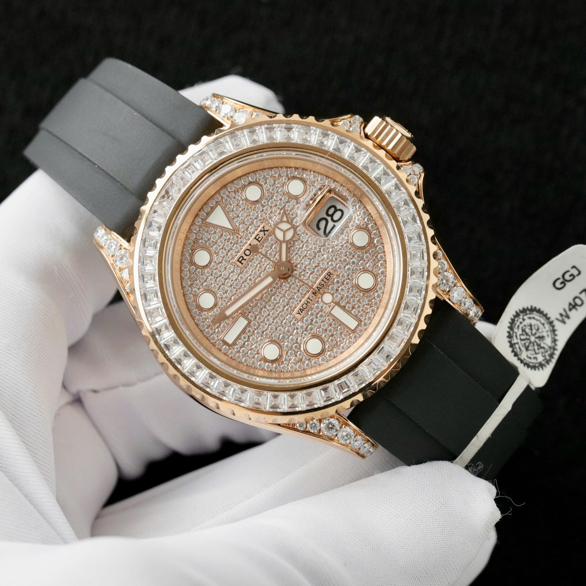 Rolex Yacht-Master Replica Watches Gold Wrapped + Moissanite Diamonds Hong Kong 40mm - Elite Watch Atelier