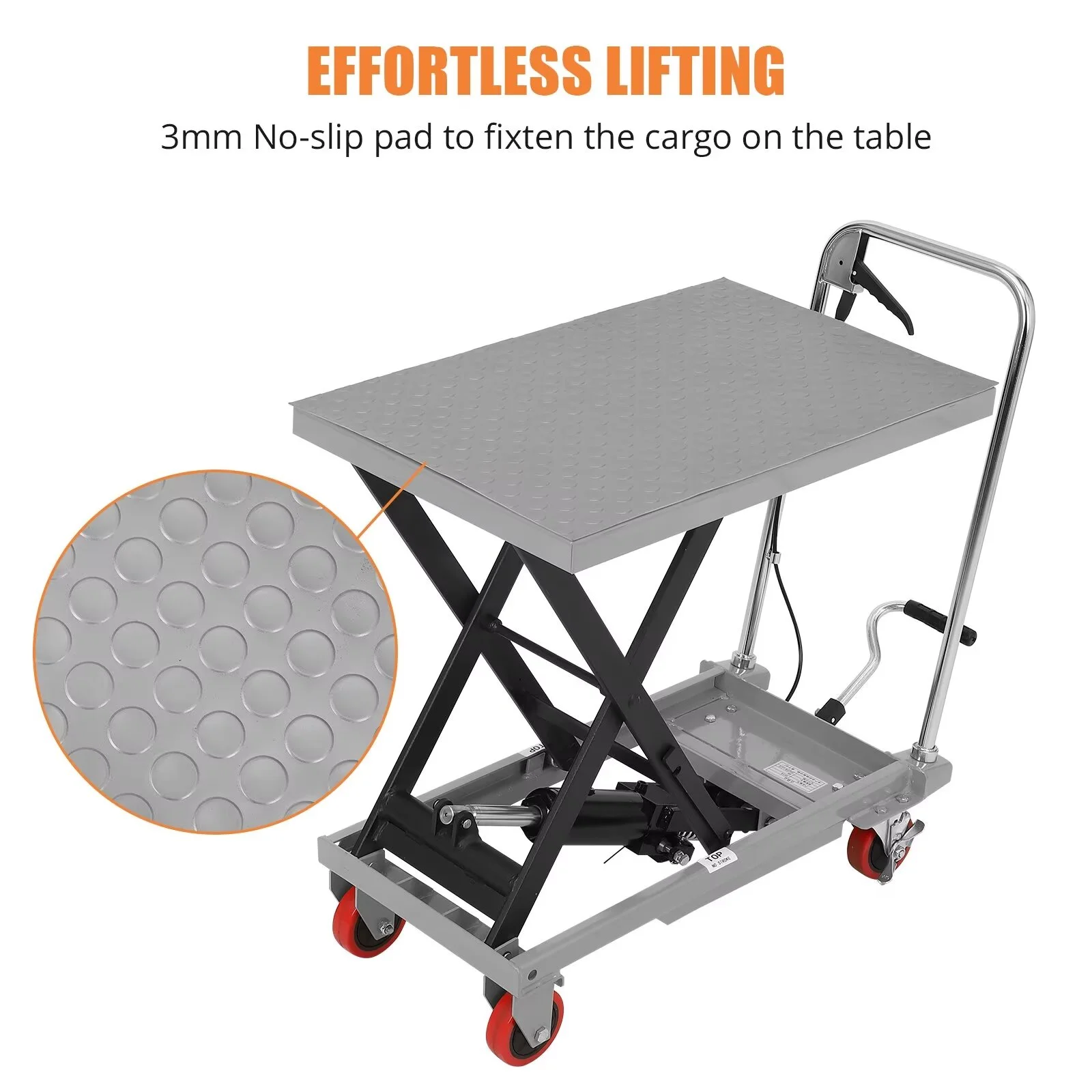 Hydraulic Lift Table Cart, 500lbs Capacity 59" Lifting Height, Single Scissor Lift Table Cart with 4 Wheels and Non-Slip Pad, Manual Elevating Cart for Material Handling Transportation - Image 19