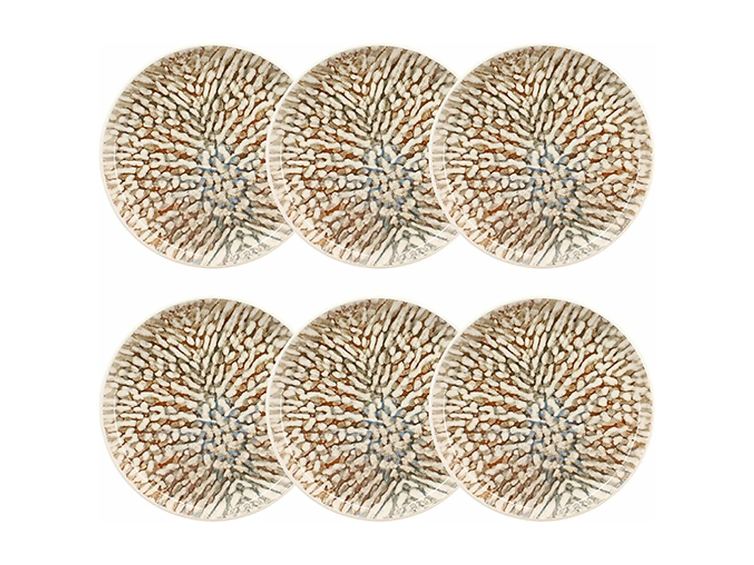 Novastyl - Lot 6 Assiettes Plates Ambre 26cm En Grès Marron Et Beige