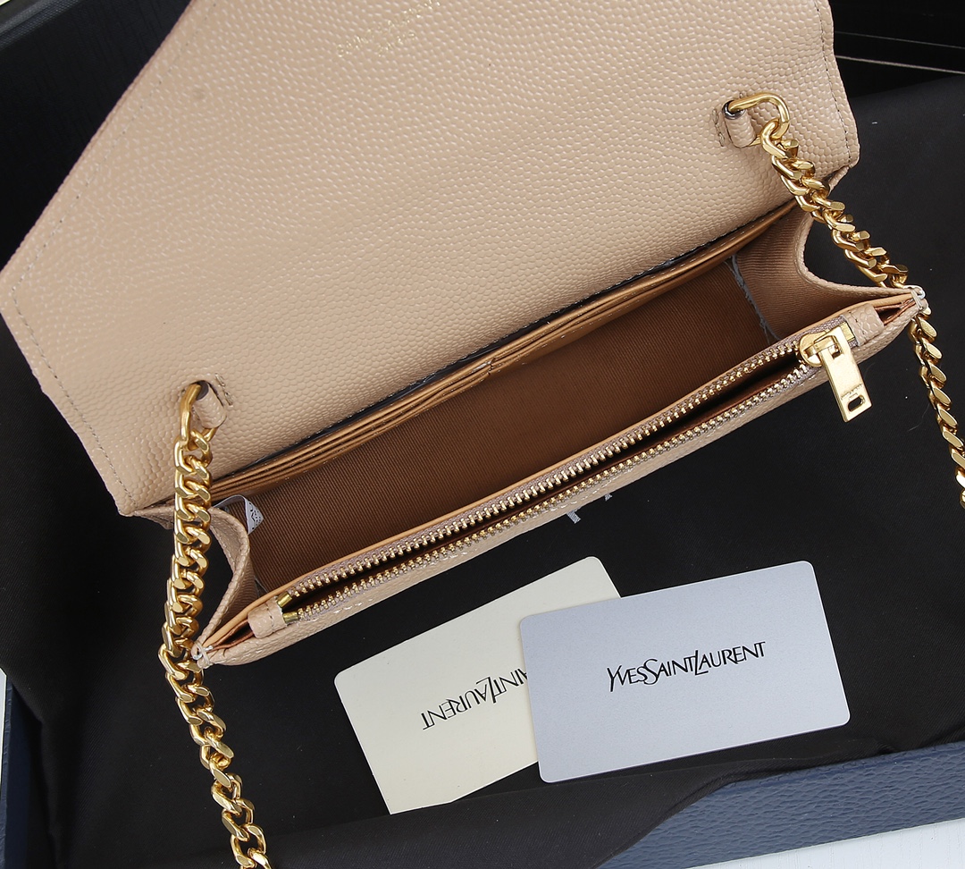 Replica Ysl Envelope Chain Wallet In Grain De Poudre Embossed Leather 18881:1High-quality replica