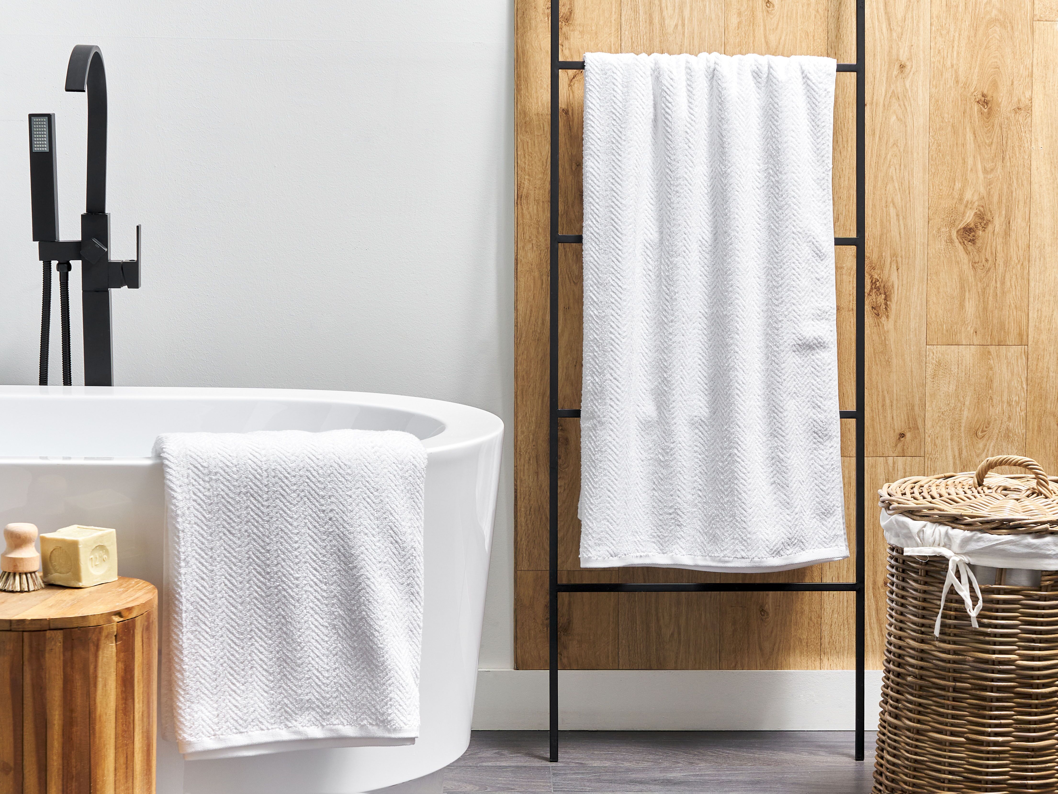 Set of 2 Towels MITIARO Terry Cotton White