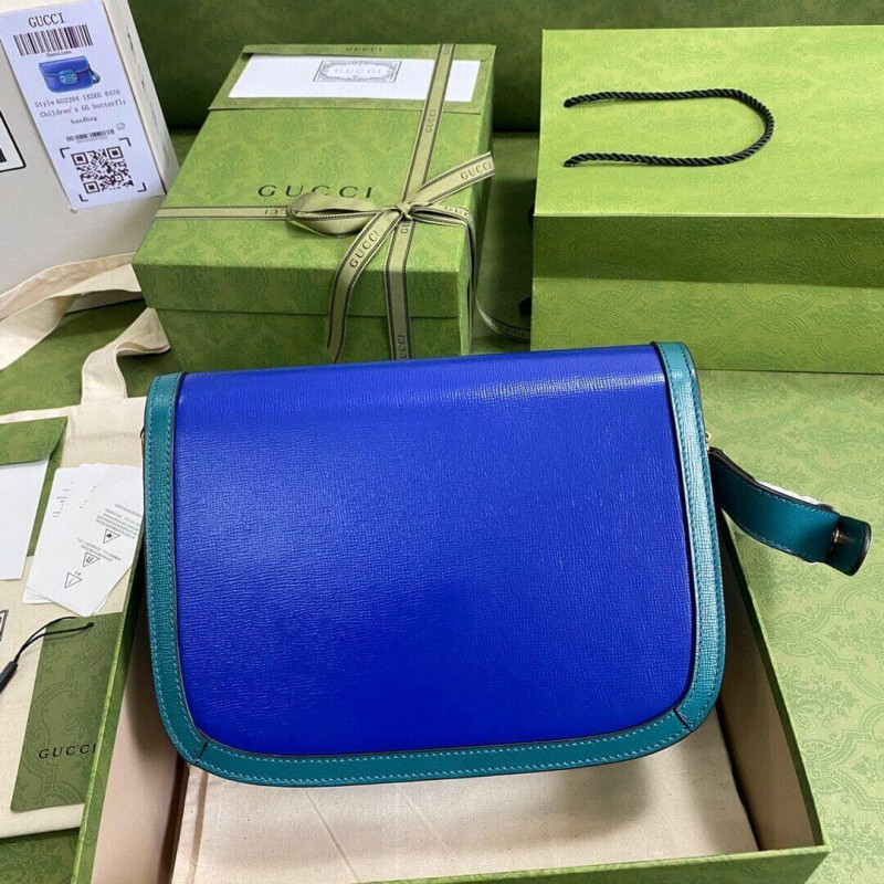 Replica Gucci Horsebit 1955 Small Shoulder Bag 602204 Blue And Green Leather1:1High-quality replica