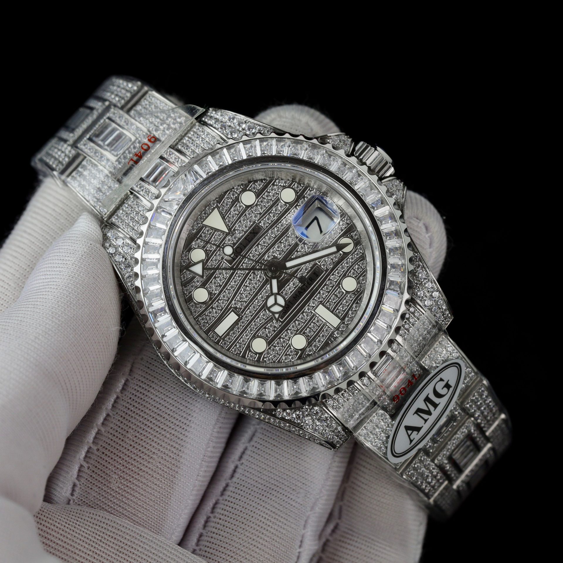 Rolex Replica Watch GMT Master II Custom Full CZ AMG Factory 40mm - Elite Watch Atelier