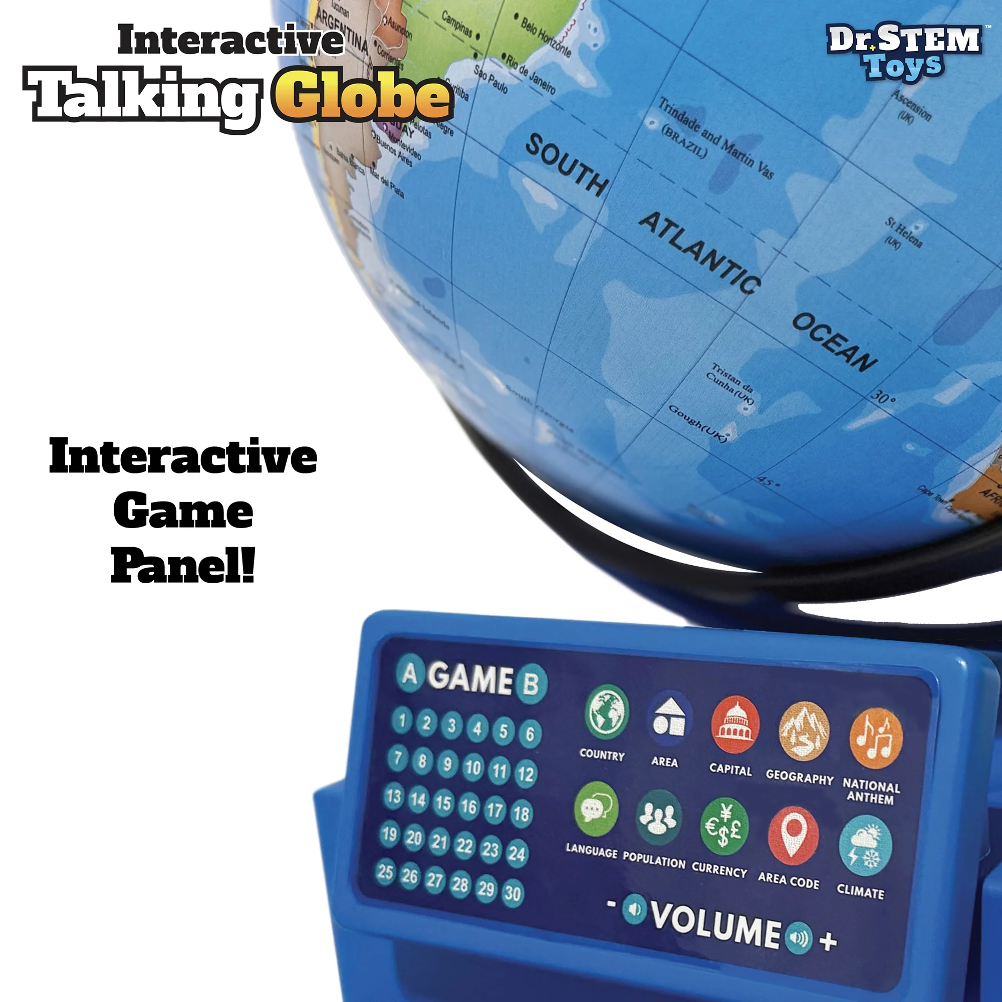 Dr. STEM: Interactive Talking Globe - Touch & Learn, Geographic Education Learning Set, Smart Pen, Electronic Game Panel, 300 Quiz Questions, Kids 6+ - Image 8