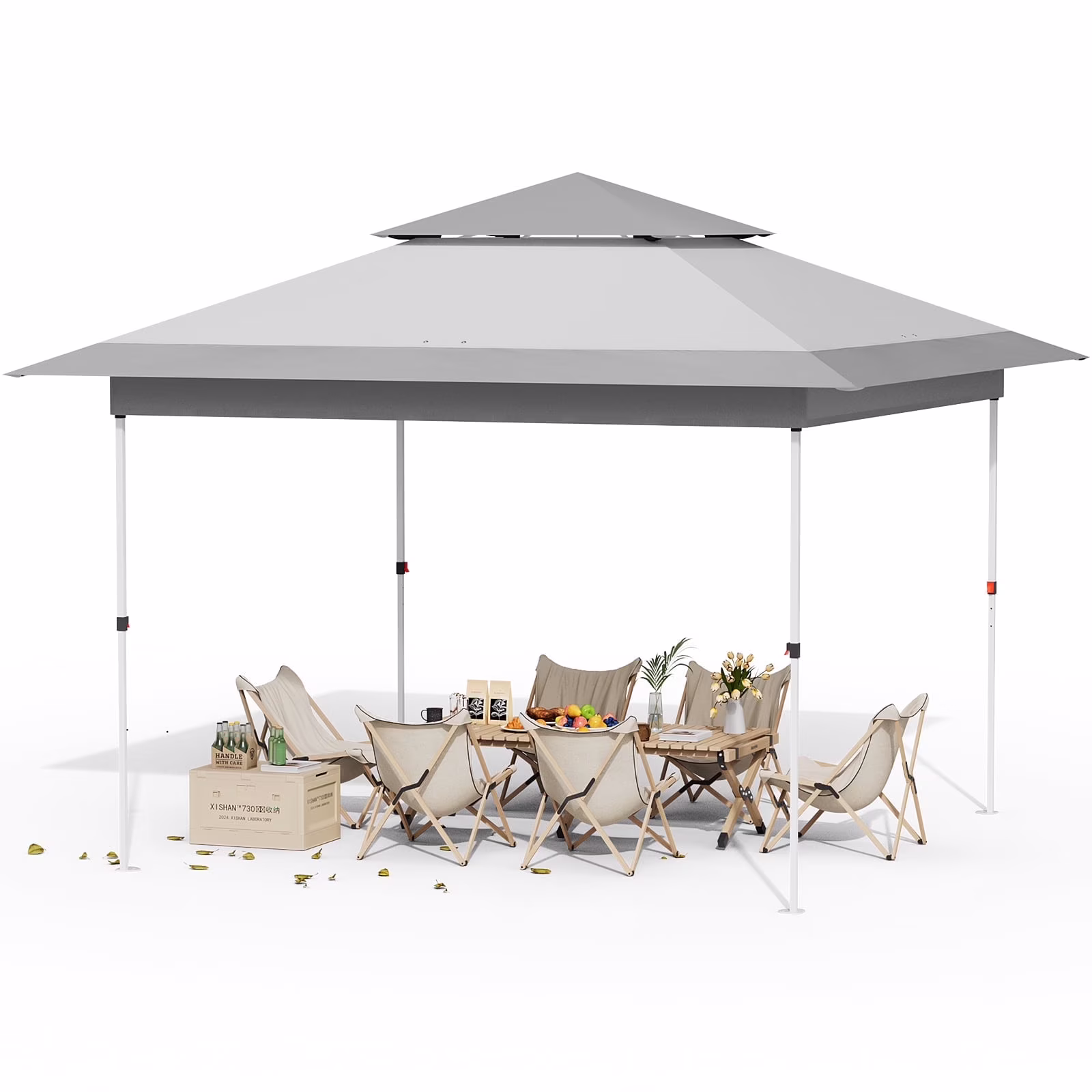 Pirecart 12' x 12' Pop-up Canopy Tent Waterproof Outdoor Gazebo Shelter with Wheeled Bag, Instand Canopy , White - Image 5