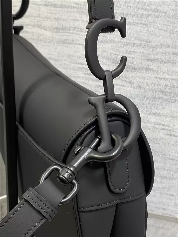 Saddle Bag with Strap Black Ultramatte Calfskin1:1High-quality replica