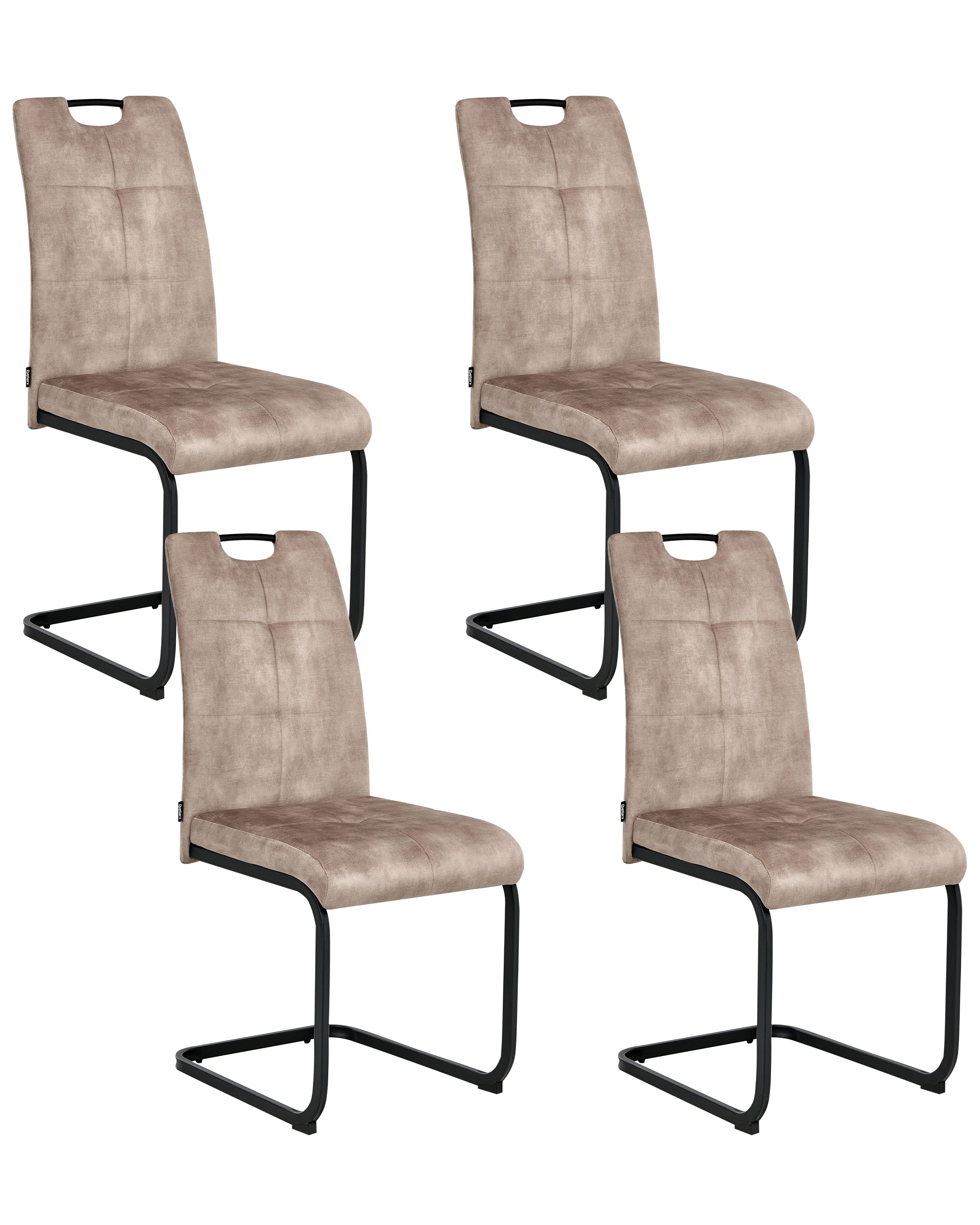 Set of 4 Dining Chairs CISCO Fabric Taupe