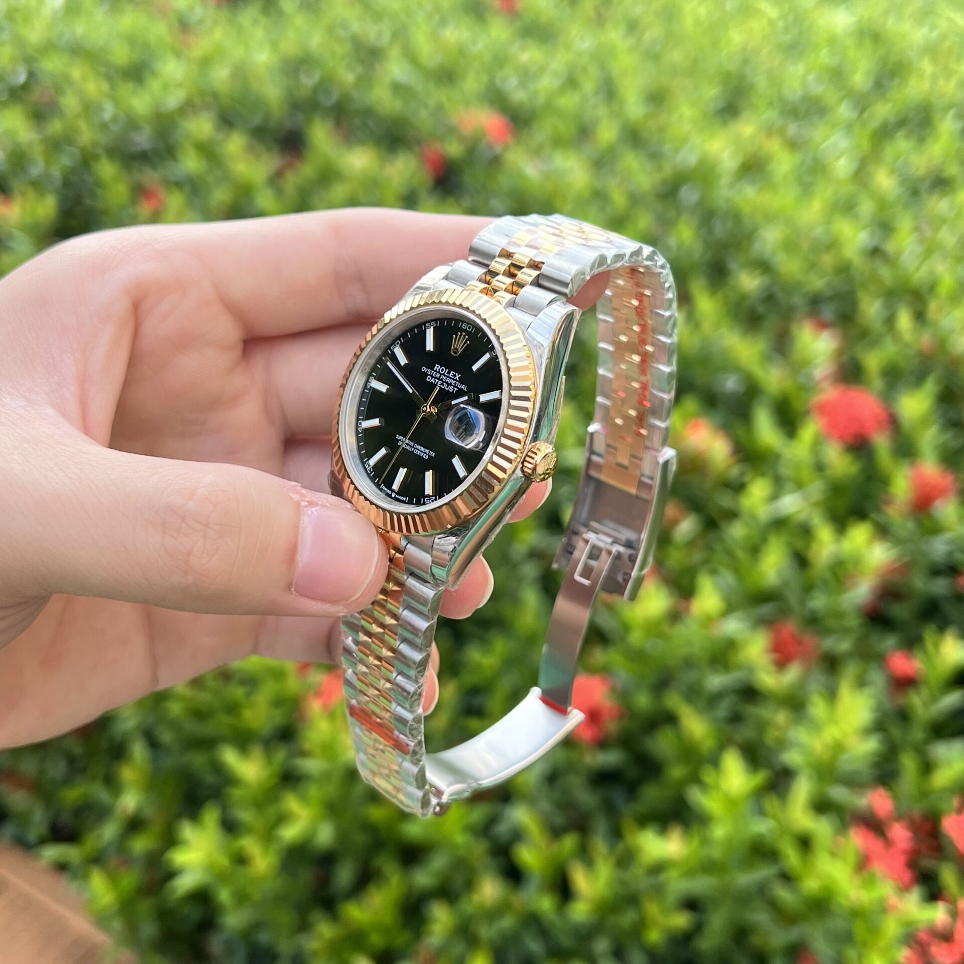 Rolex DateJust Replica 1:1 Watch Demi Black Dial EW Factory 41mm - Top club