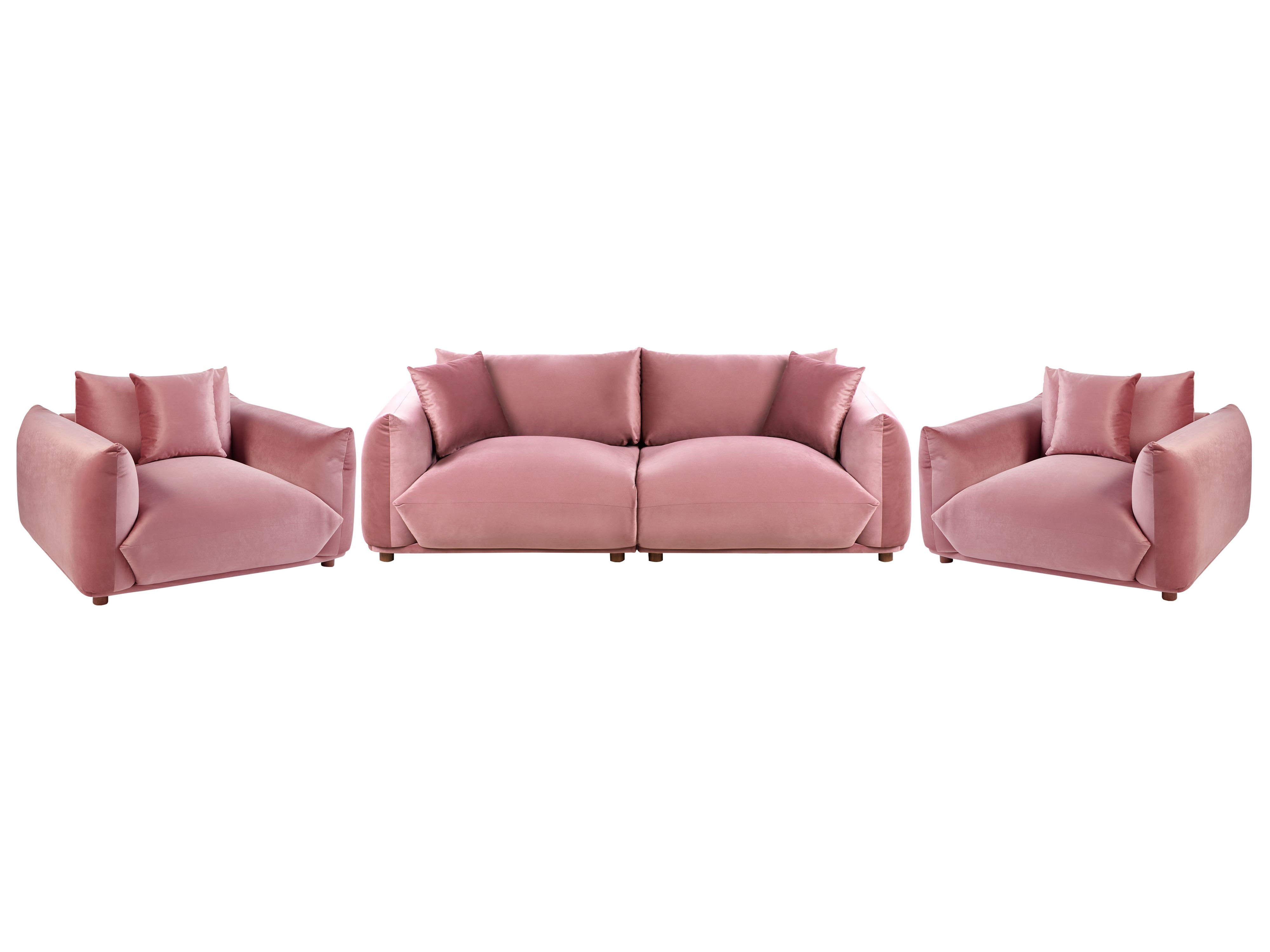 Living Room Set 5 Seater LUVOS Velvet Pink