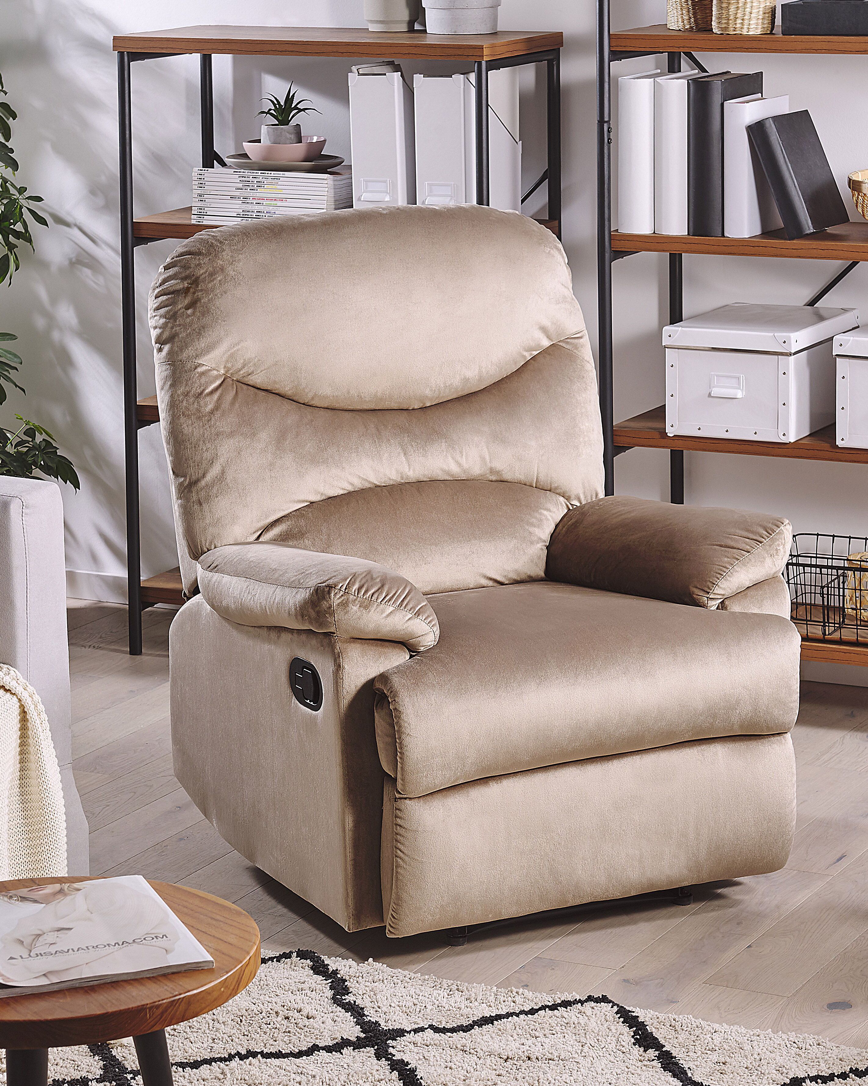 Recliner Chair ESLOV with Footrest Velvet Taupe Beige