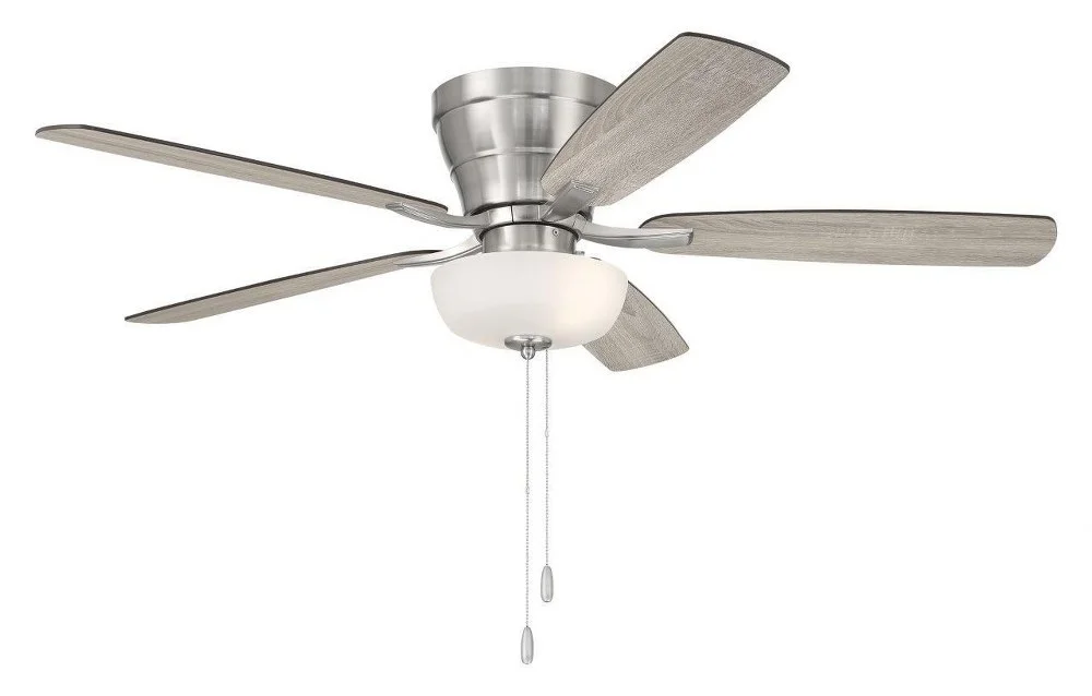 WHL52BNK5C1-Craftmade Lighting-Wheeler - 5 Blade Flush Mount Ceiling Fan with Light Kit-13.5 Inches Tall and 52 Inches Wide-Brushed Polished Nickel