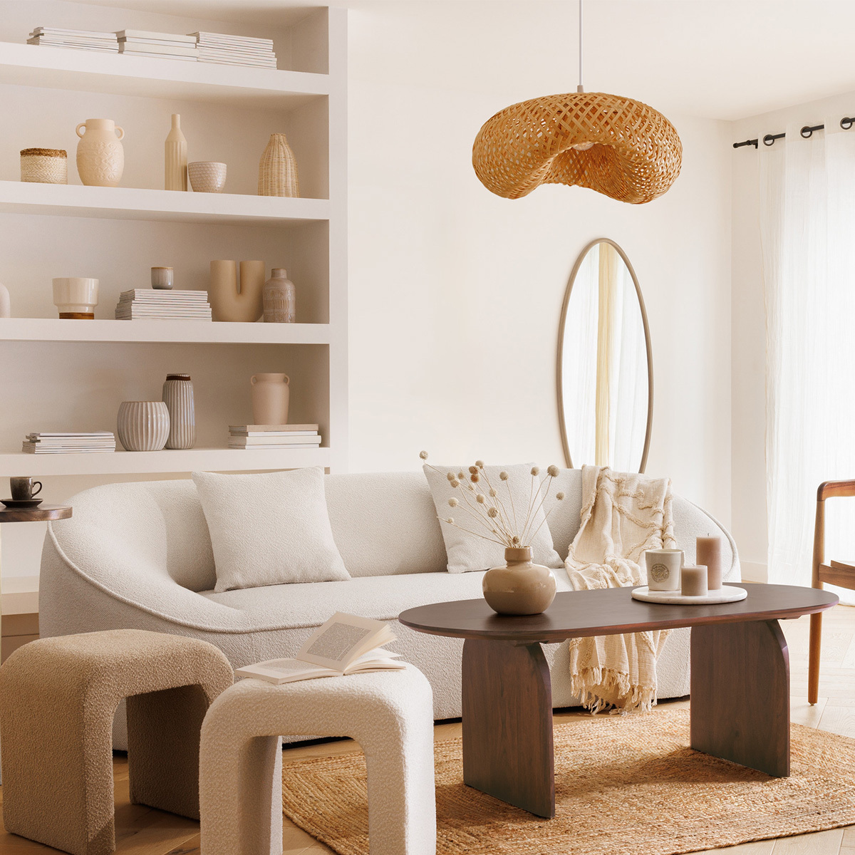 Hanging lamp "Beddy" Bamboo, D.50 cm