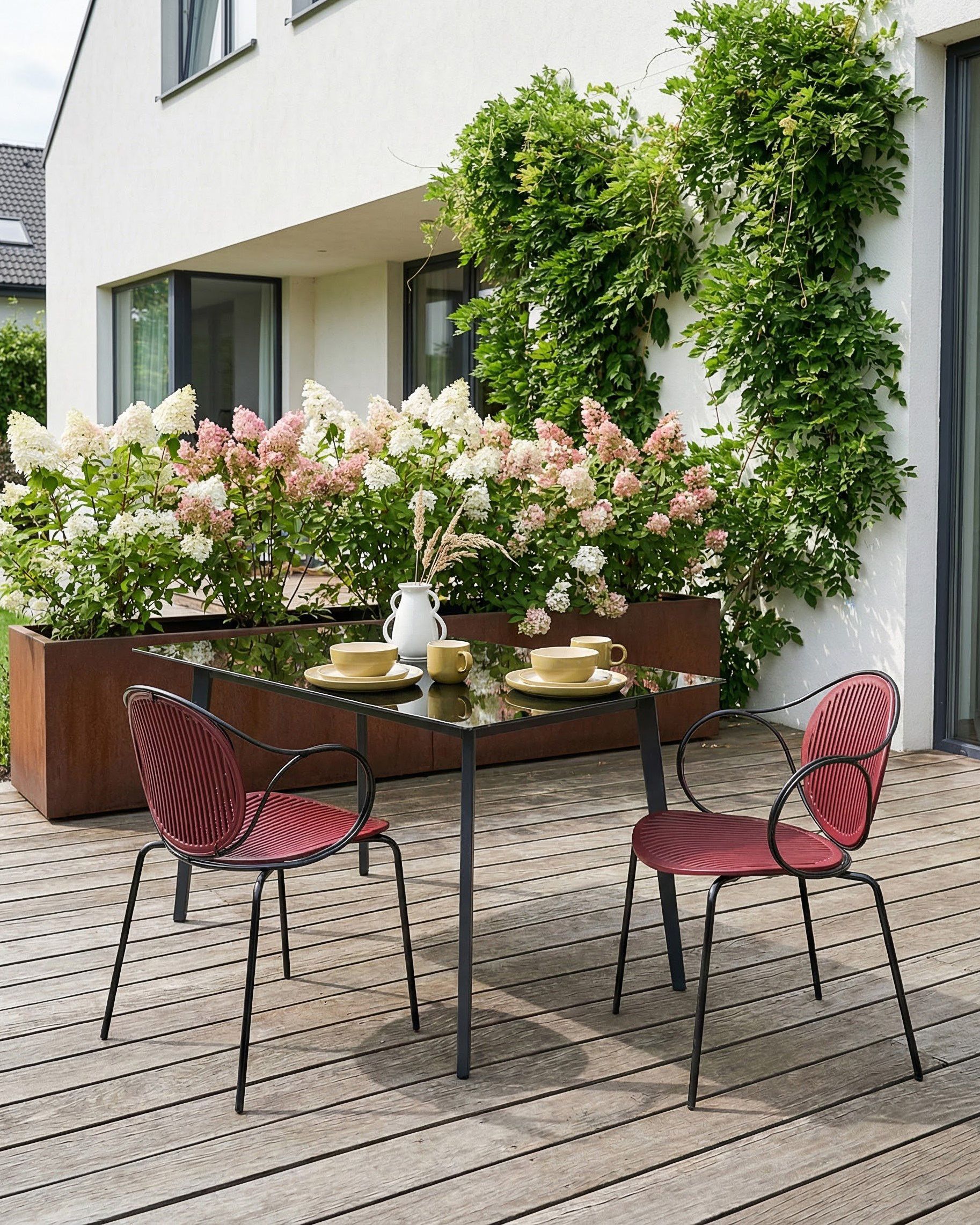 Set of 2 Garden Chairs IKARIA Metal Red