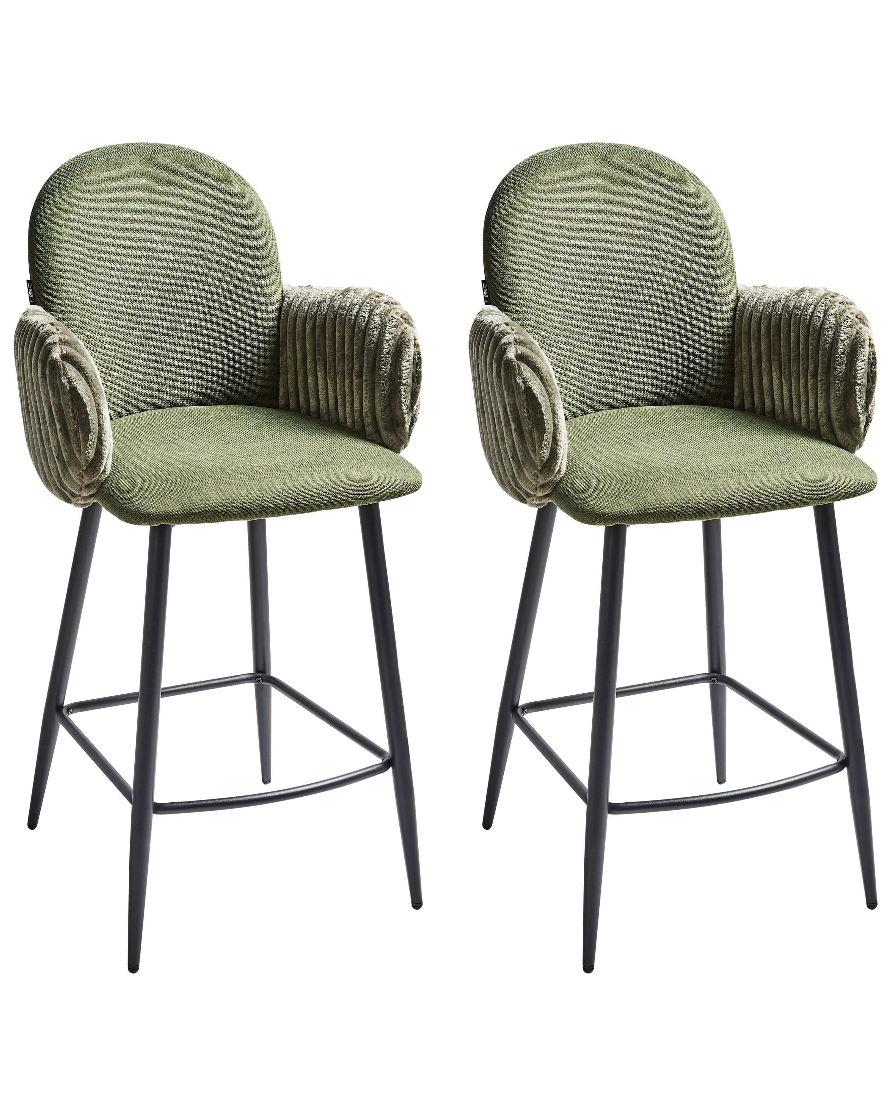 Set of 2 Bar Chairs AMITY Fabric Green