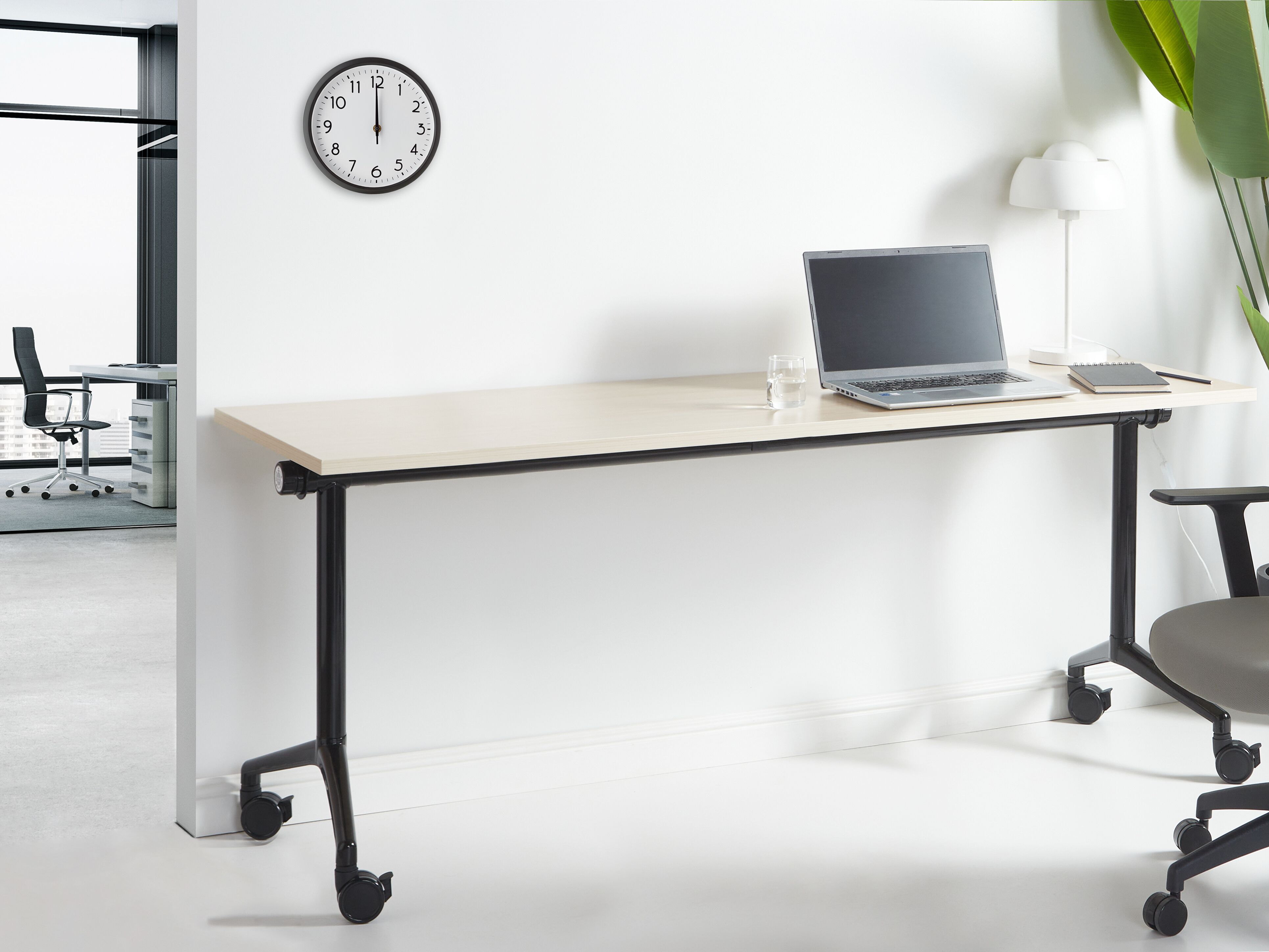Foldable Office Desk CAVI Light Brown 180 cm 60 cm with Wheels