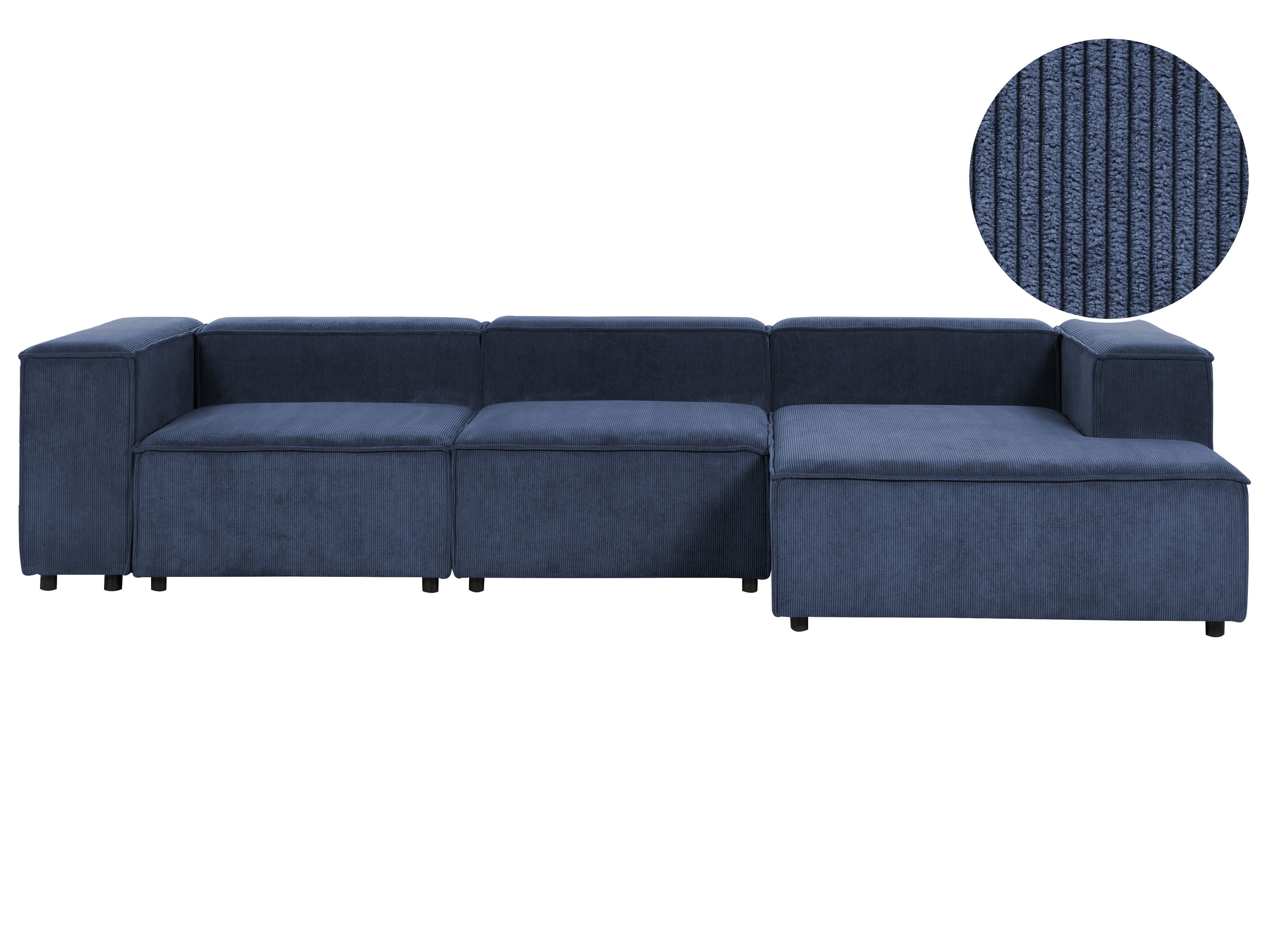 Modular Corner Sofa 4 Seater ARDAL Corduroy Dark Blue Left Hand