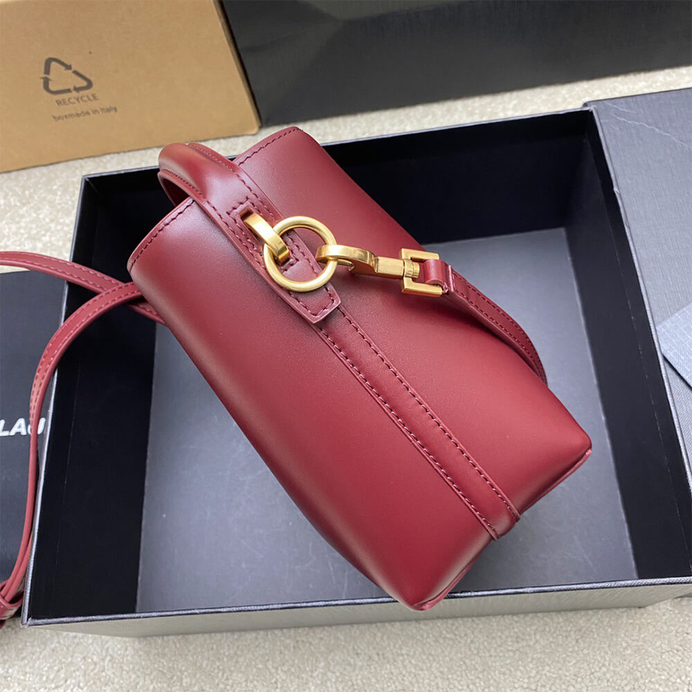 YSL LE 37 Mini Bucket Bag in Shiny Burgundy Leather1:1High-quality replica