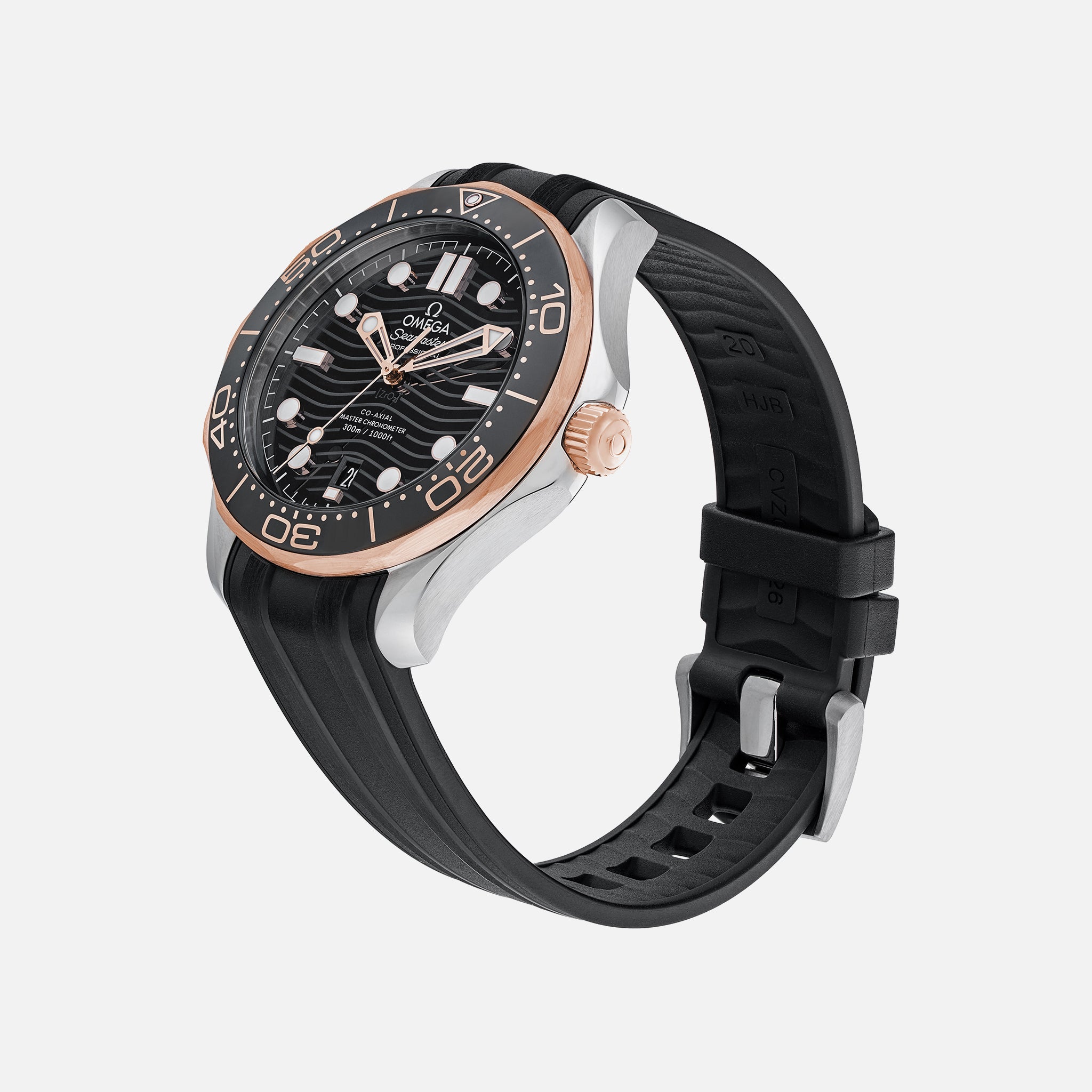 Seamaster Diver 300M Co-Axial Master Chronometer 42mm Two-Tone Black Dial On Rubber Strap(1:1 replica) - Top club