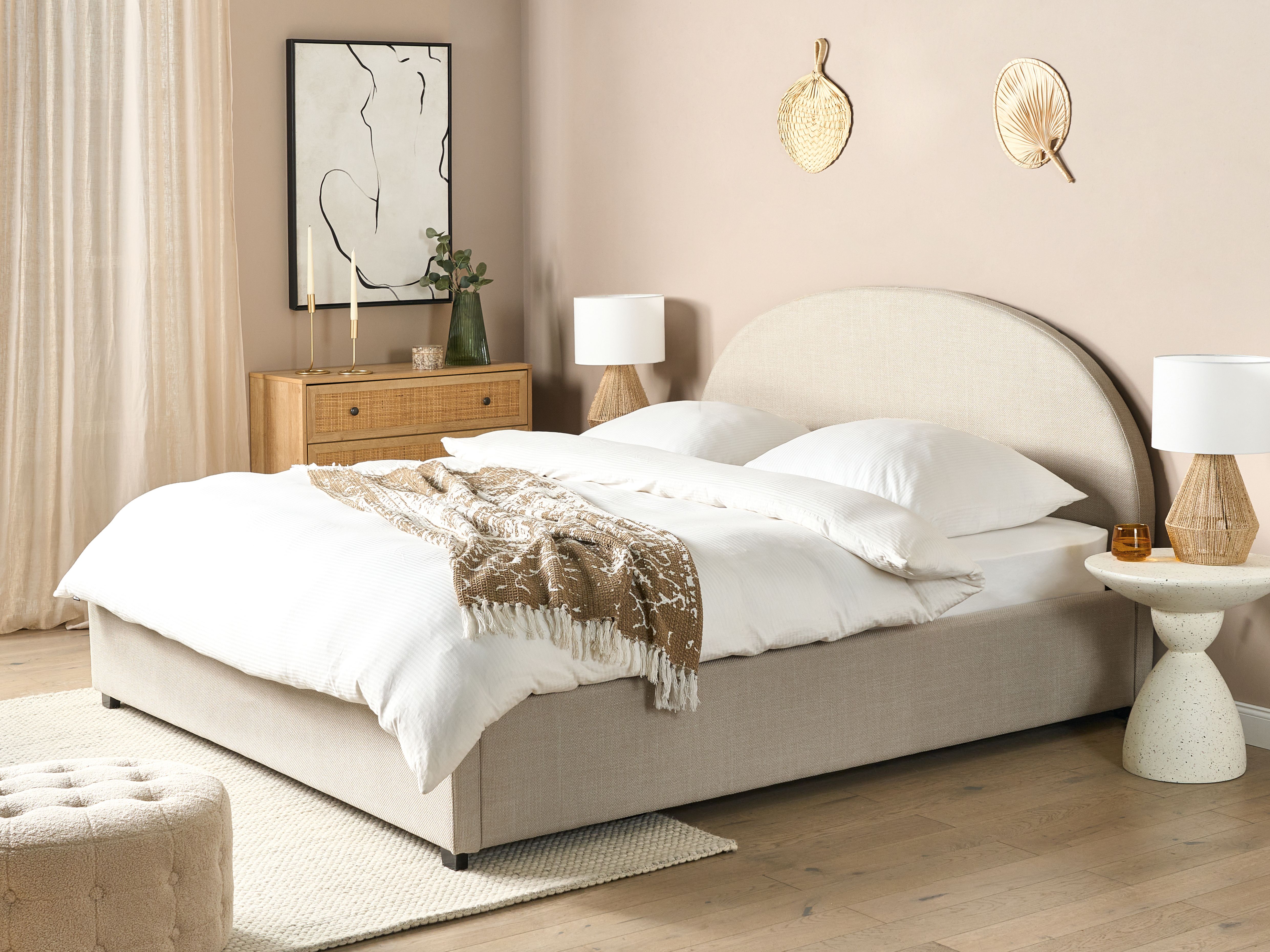 Ottoman Bed Fabric VAUCLUSE 180 x 200 cm (EU Super King) Sand Beige