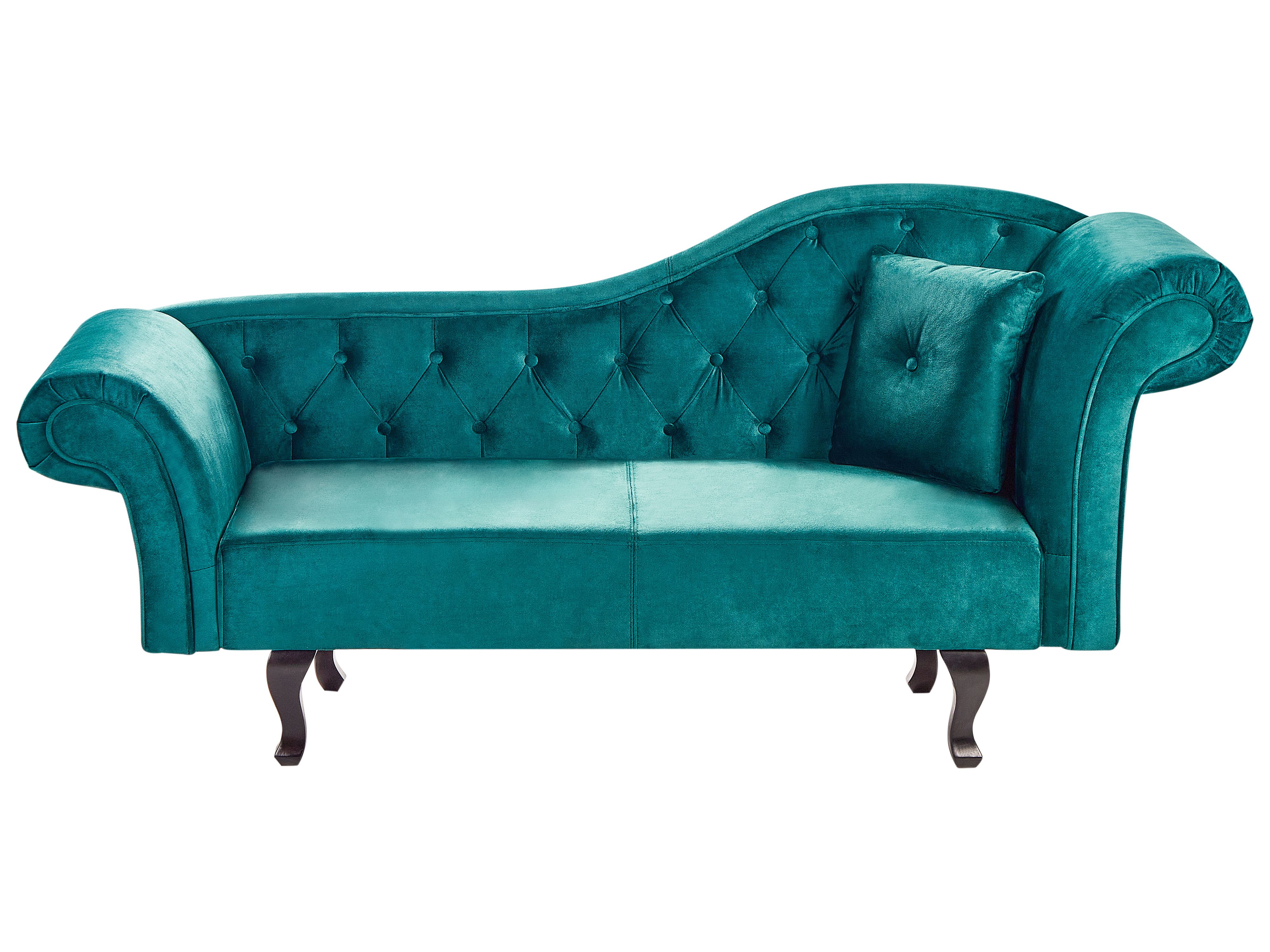 Right-Hand Chaise Lounge LATTES II Velvet Emerald Green with Cushion