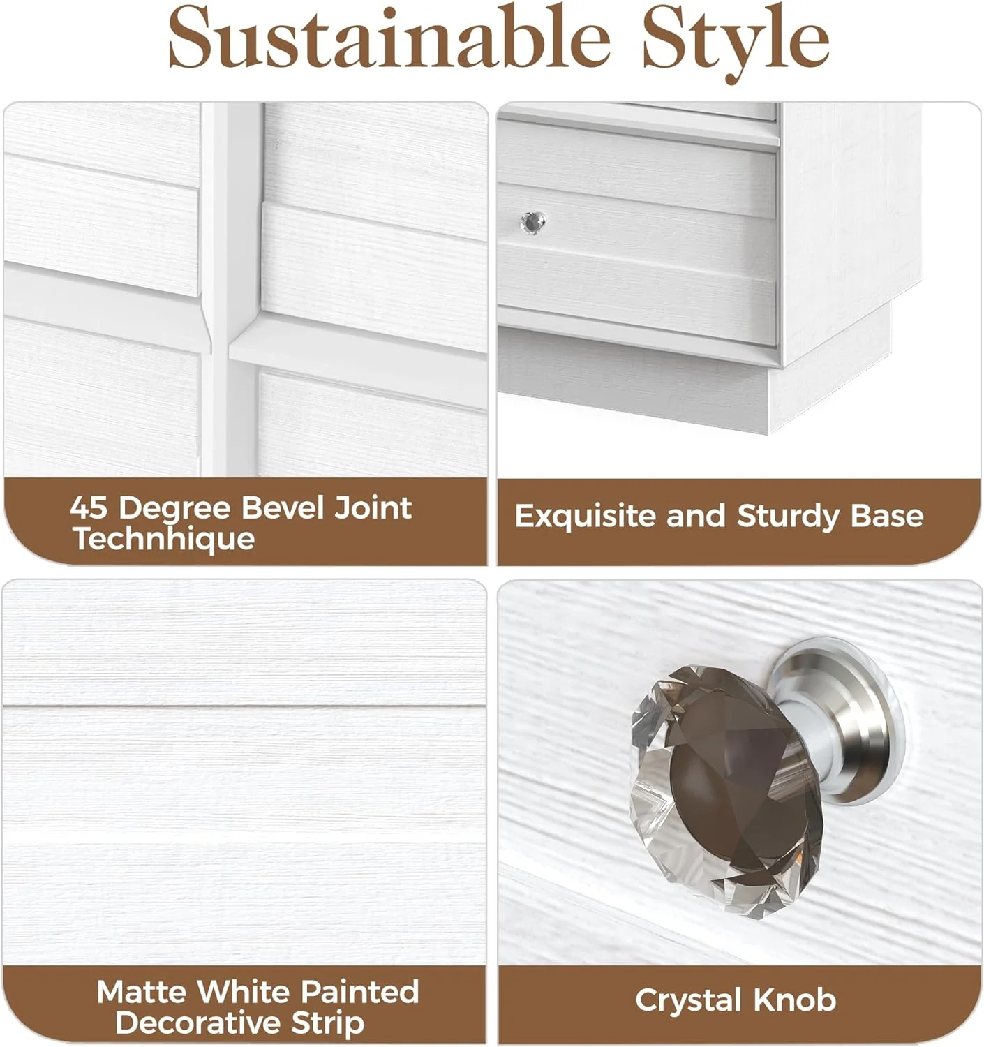Heynemo Beige 6 Drawer Dresser, Fluted Modern Wood Chest - Image 100