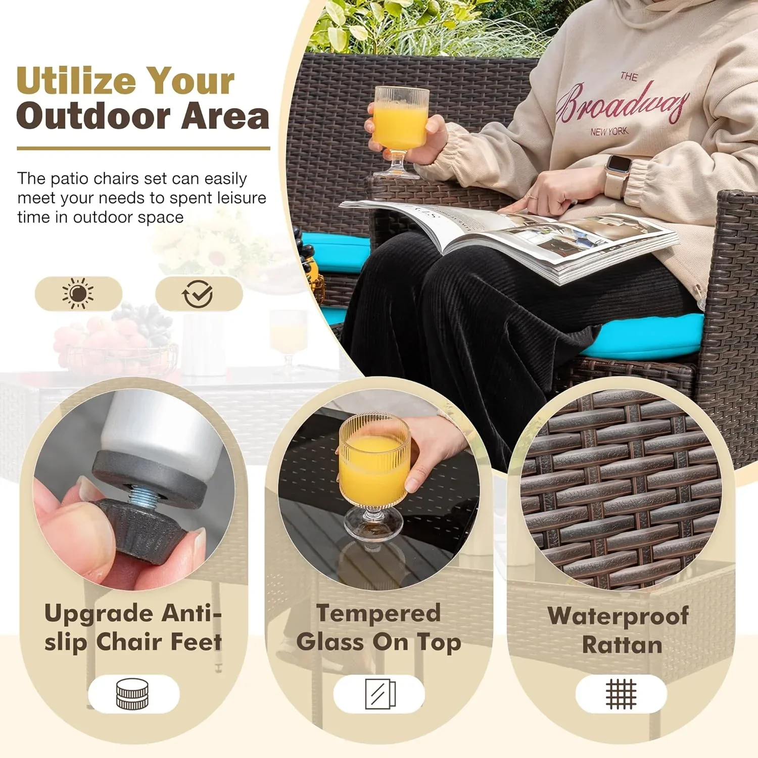 4-Piece Patio Rattan Wicker Furniture Set - T-LCRF834M18 - Image 14 4-Piece Patio Rattan Wicker Furniture Set - T-LCRF834M18 - Image 14