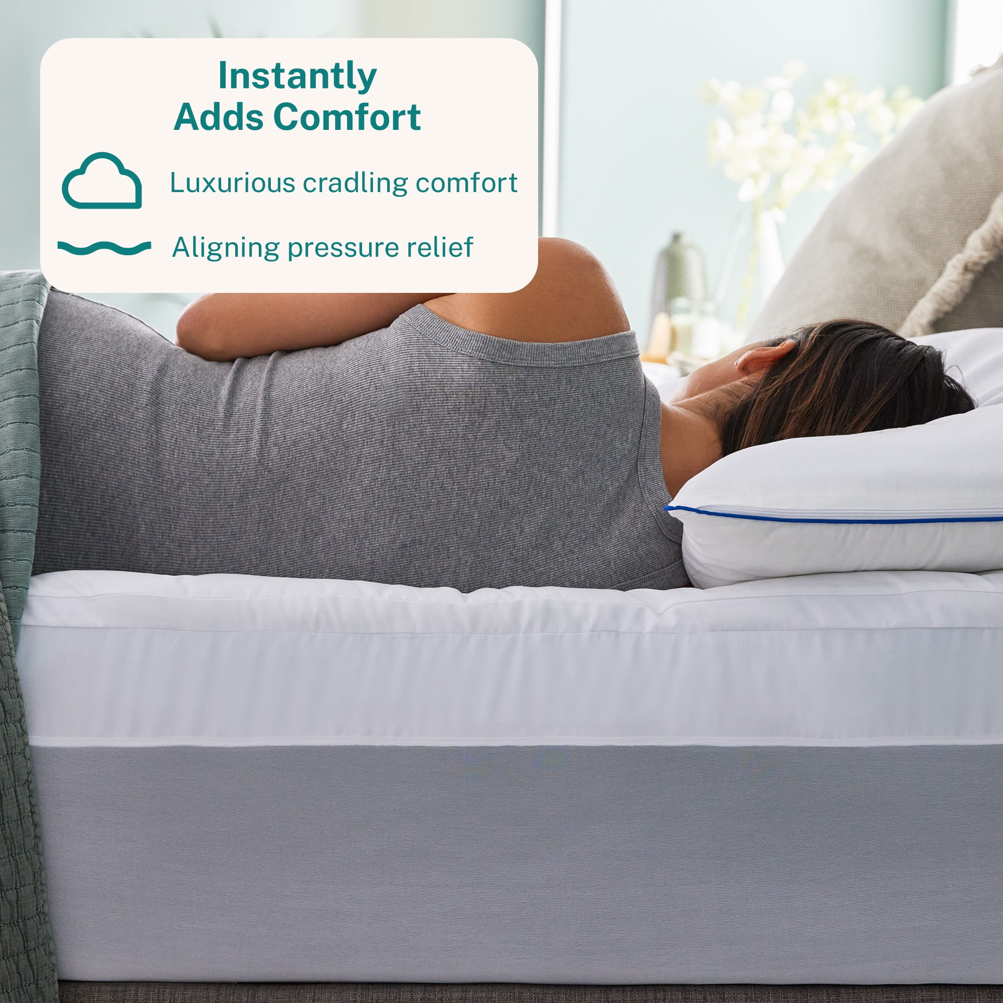 Sleep Innovations Memory Foam Mattress Topper, Queen, 4 Inch, Gel Dual Layer Plush