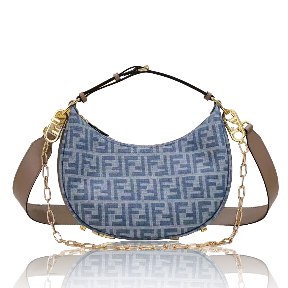Fendi graphy Small Light blue FF denim fabric bag (Replica) - Replicaclubs