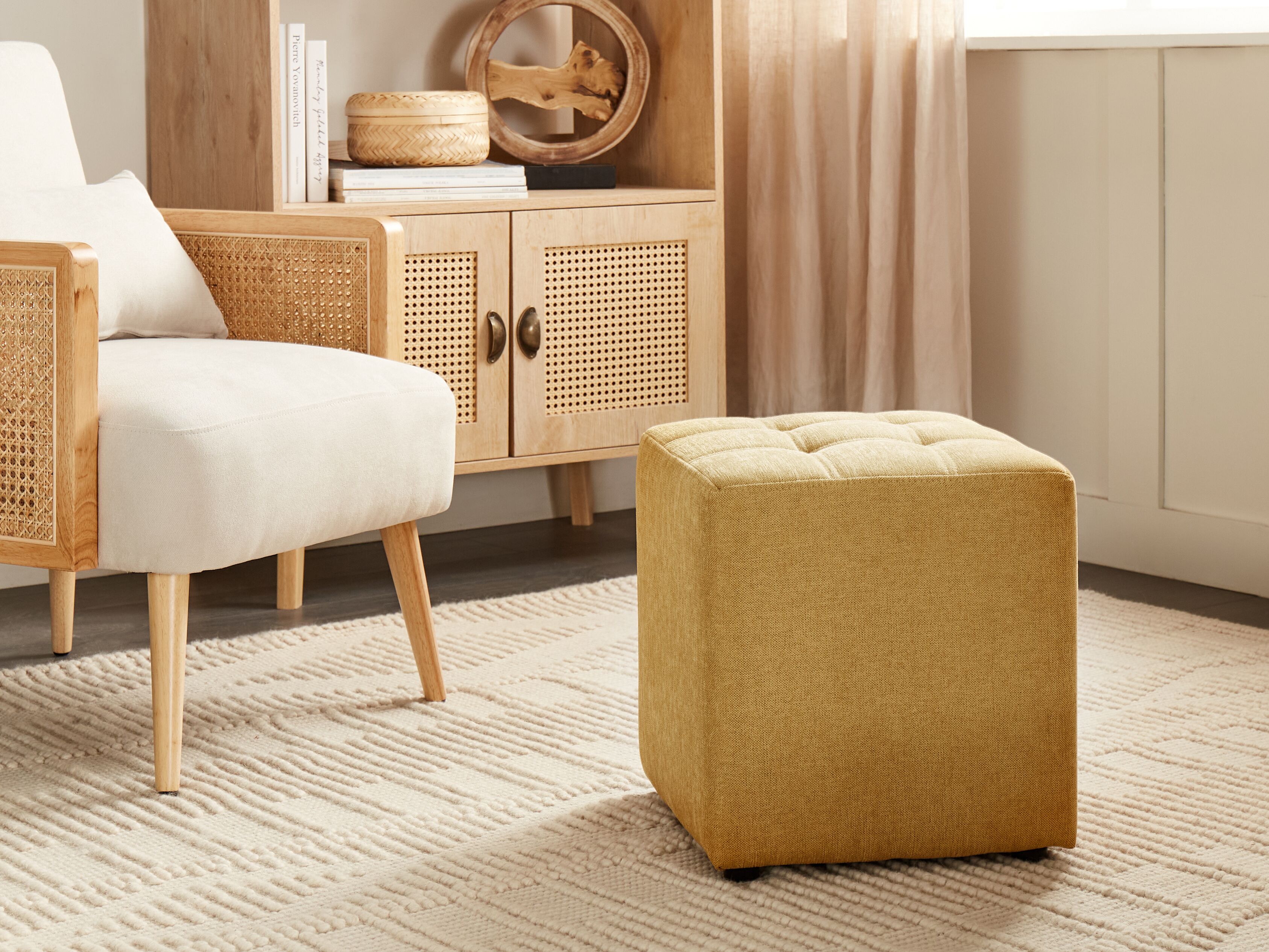 Pouffe KANSAS Fabric Yellow