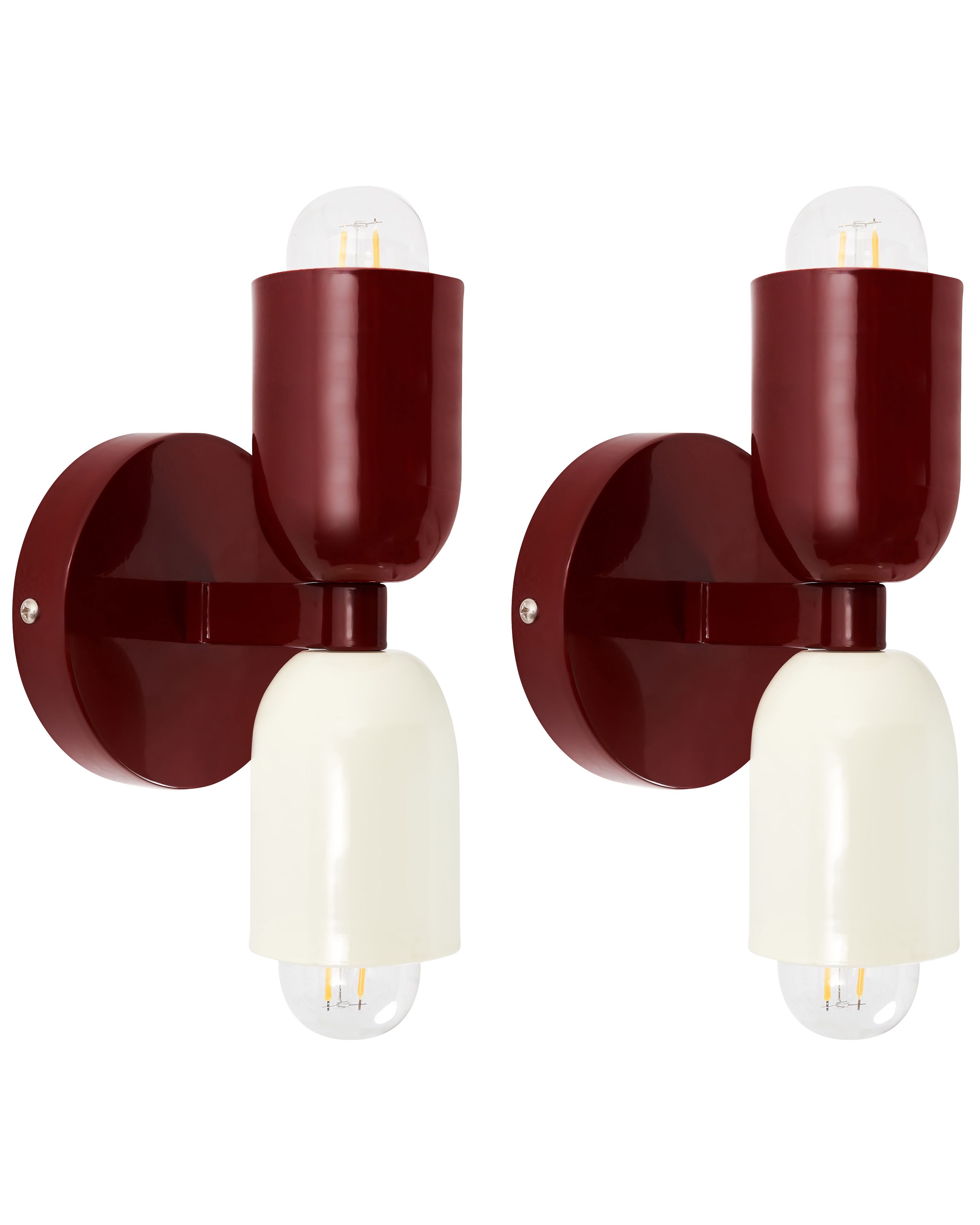 Set of 2 Wall Lamps TOPI Metal Red
