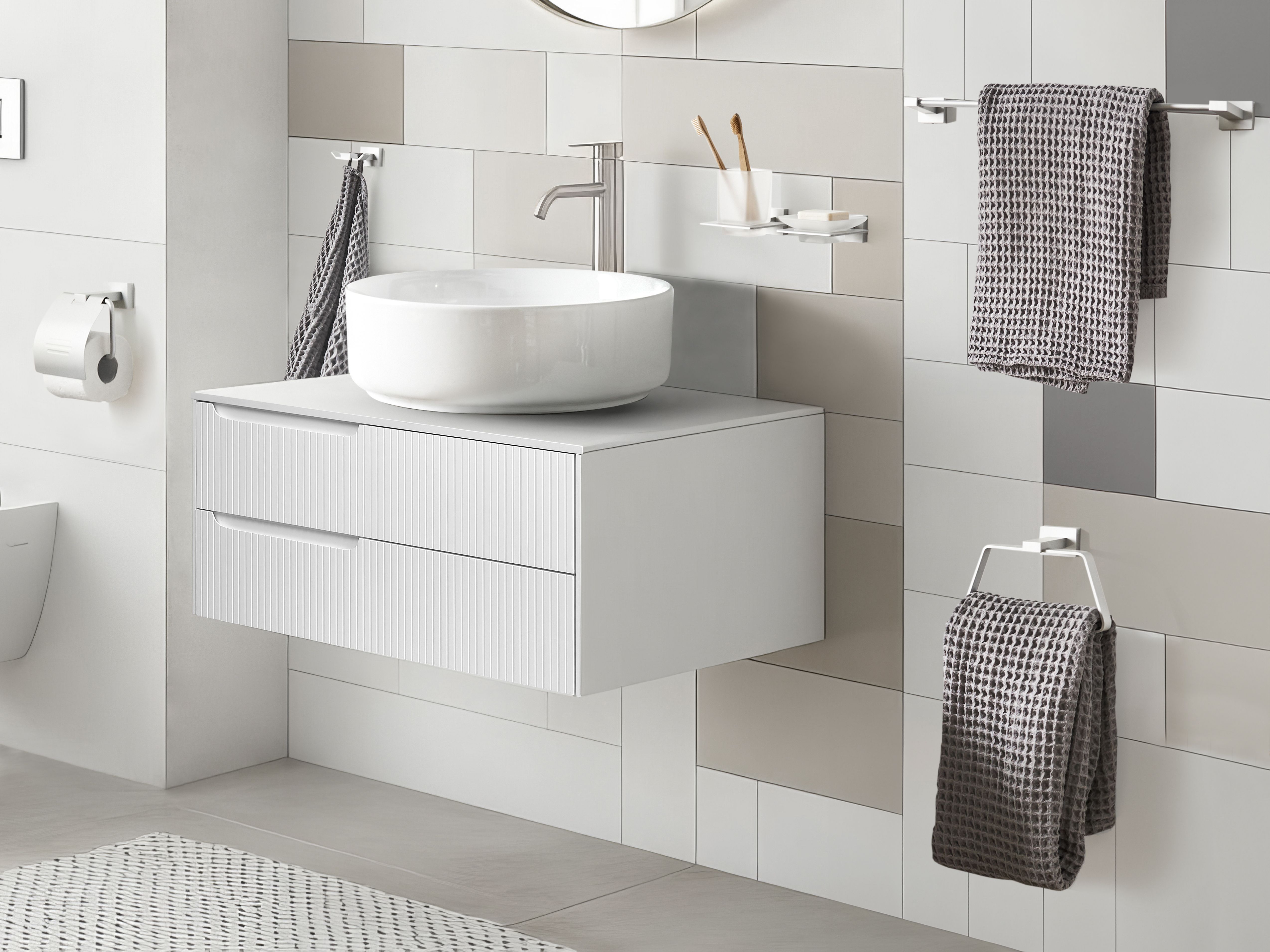 6-Piece Bathroom Hardware Set RIOHACHA with Towel Bars and Hooks Silver