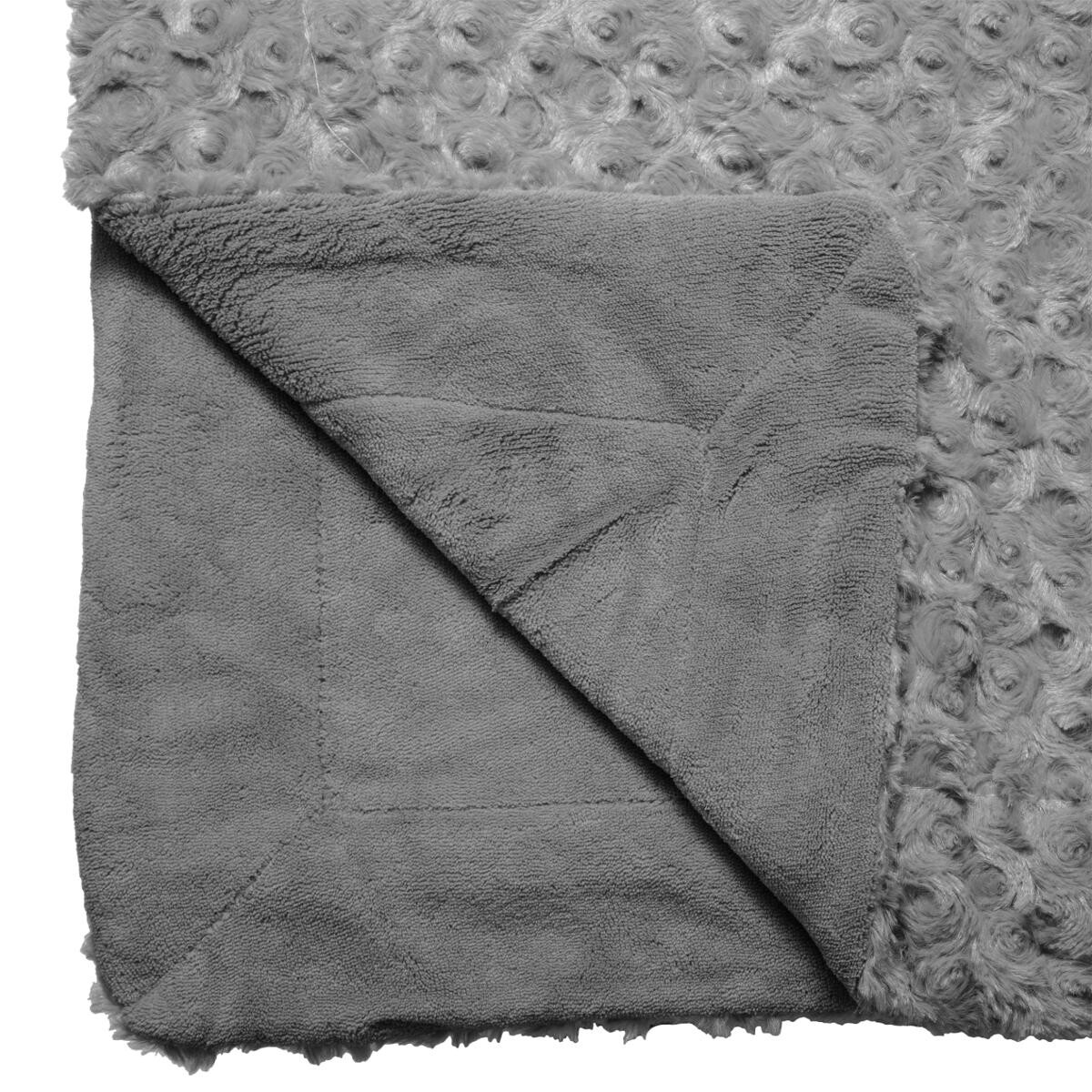 Faux fur plaid "Bouclette" Slate grey, 120x160 cm