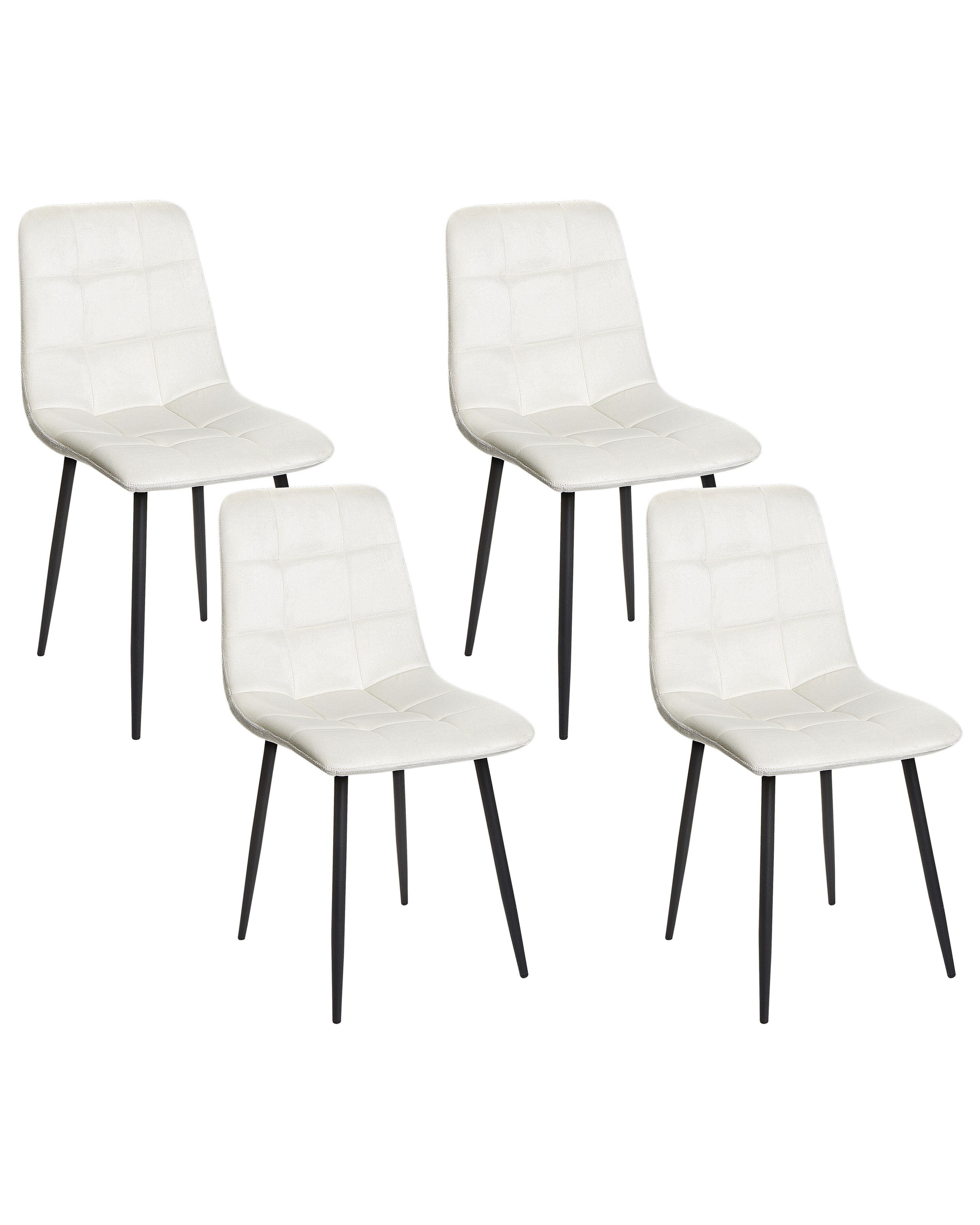 Set of 4 Dining Chairs POWELL Velvet Off-White