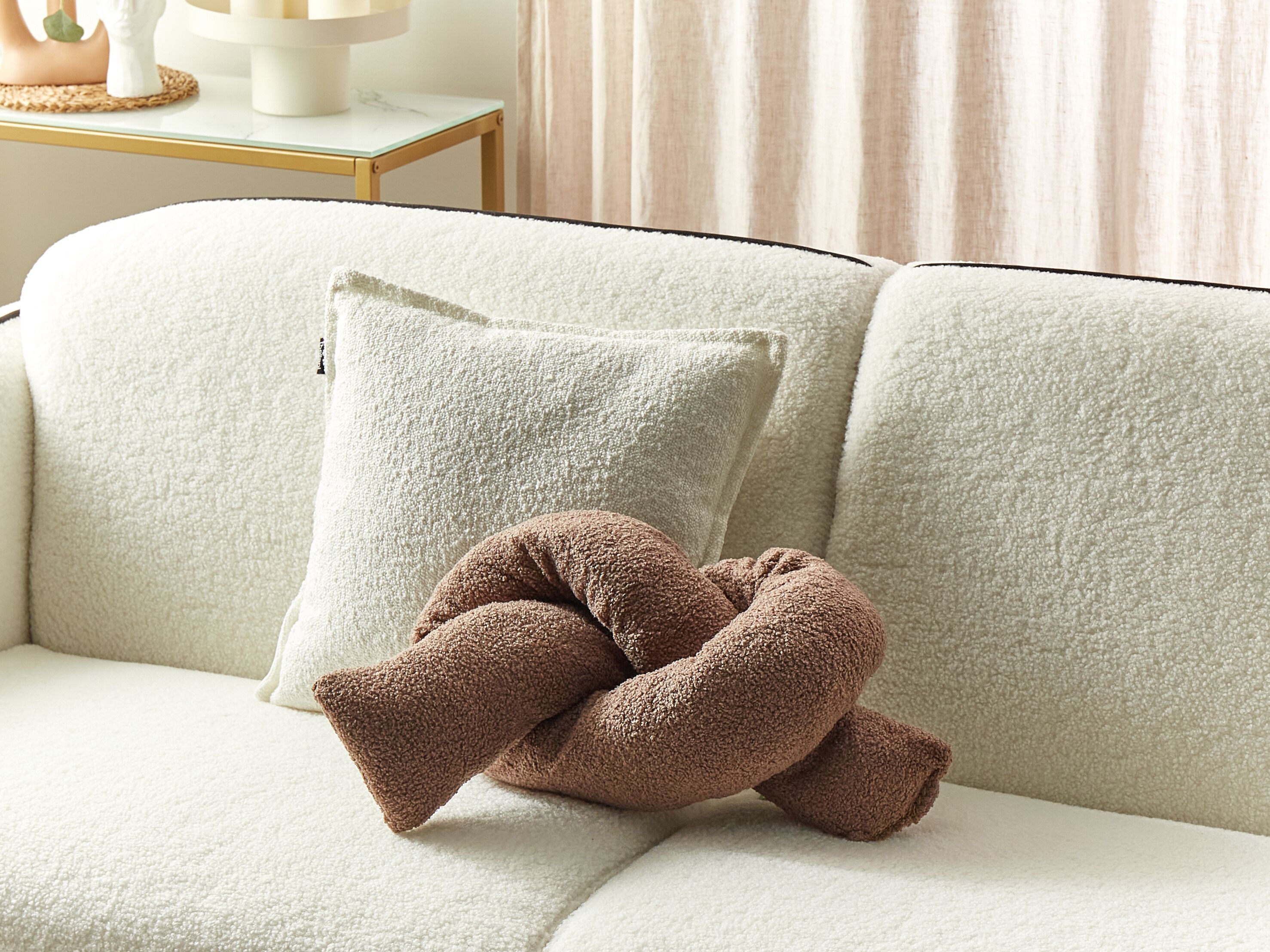 Throw Cushion GLADIOLUS Boucle 172 x 14 cm Brown Solid