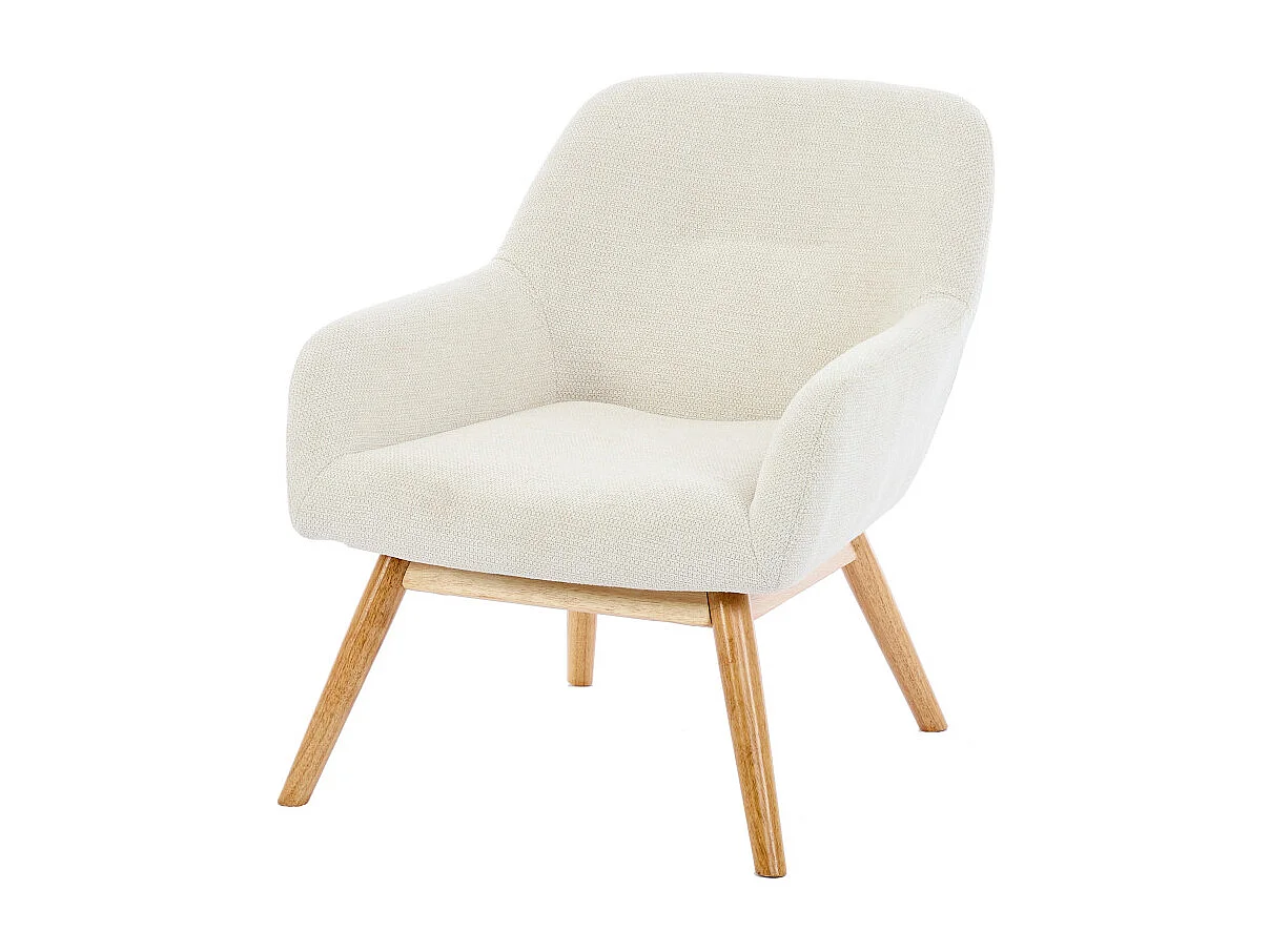 MALMO-Fauteuil en bois naturel et tissu Trendy Beige