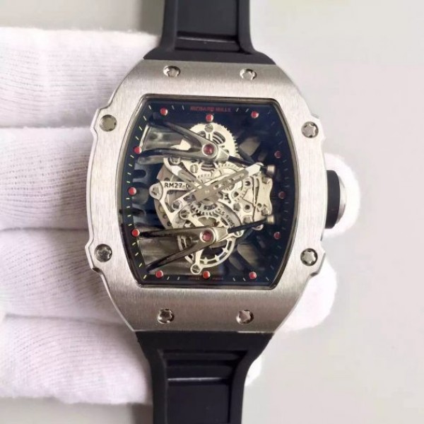 Replica Richard Mille RM027 SS Skeleton Dial Black Rubber Strap 6T51 - Top club