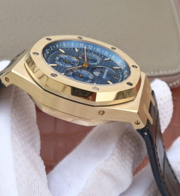 Replica Audemars Piguet JF Royal Oak 41mm 26574 YG Blue Dial Leather Strap A5134 - Top club