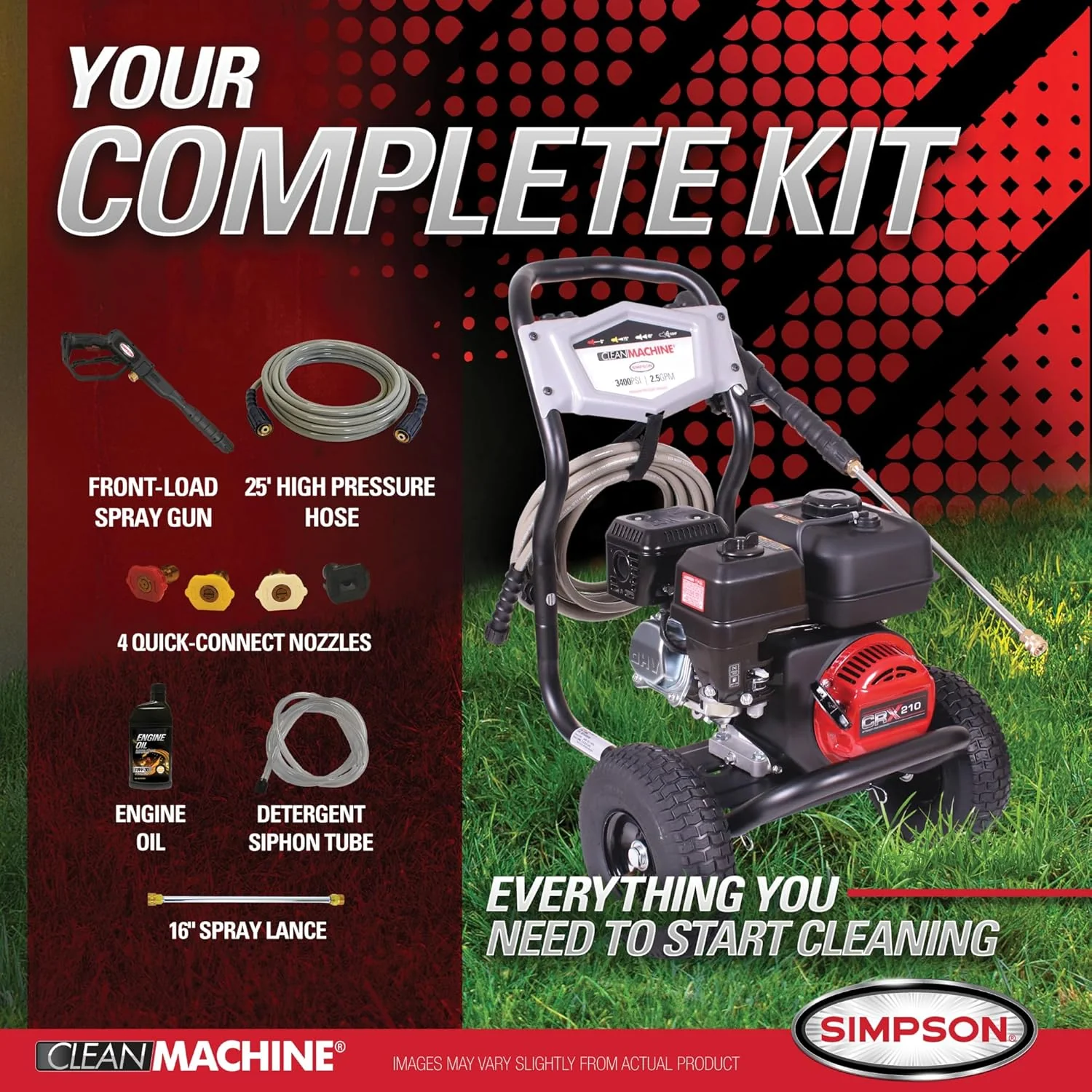 Simpson Gas Pressure Washer 3400 PSI 2.5 GPM With 25 ft Hose - CM61083 - Image 5 Simpson Gas Pressure Washer 3400 PSI 2.5 GPM With 25 ft Hose - CM61083 - Image 5